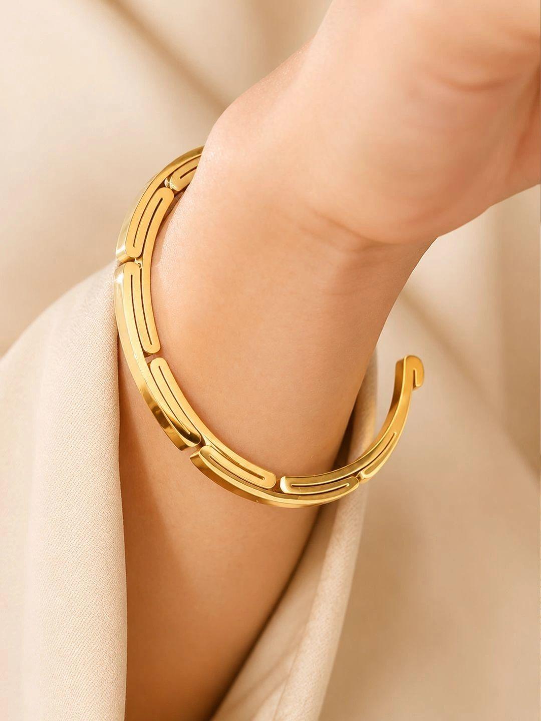Buy DIVING SWAN Women 18K Thick Gold Plated Inara Line Cuff Bracelet - - Accessories for Women