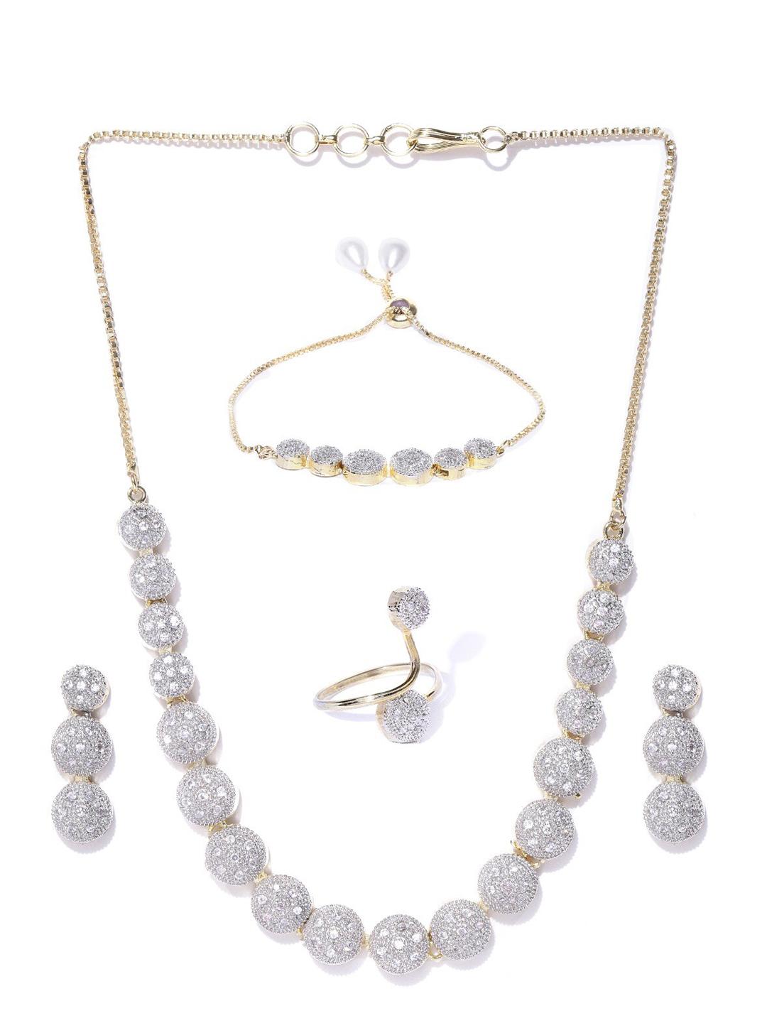 Buy Anouk Gold Plated White AD Studded Necklace & Earrings -  - Accessories for Women