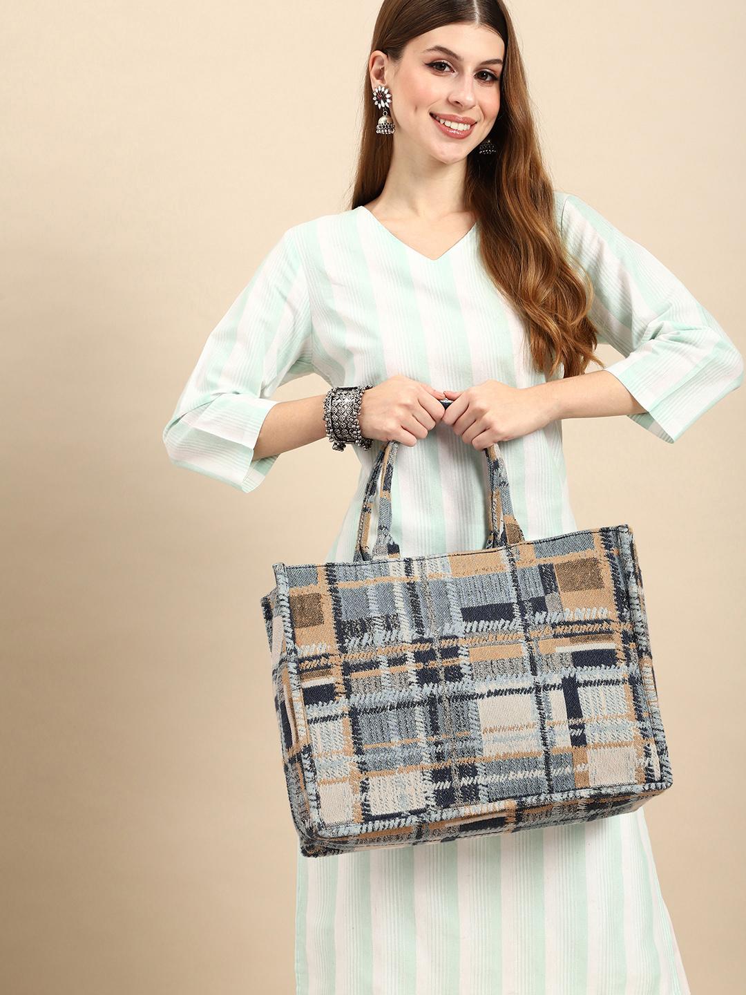 Buy Anouk Abstract Printed Embroidered Oversized Shopper Tote Bag - - Accessories for Women