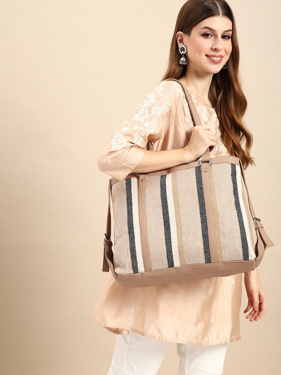 Buy Anouk Striped Oversized Office Shopper Tote Bag For Women -  - Accessories for Women