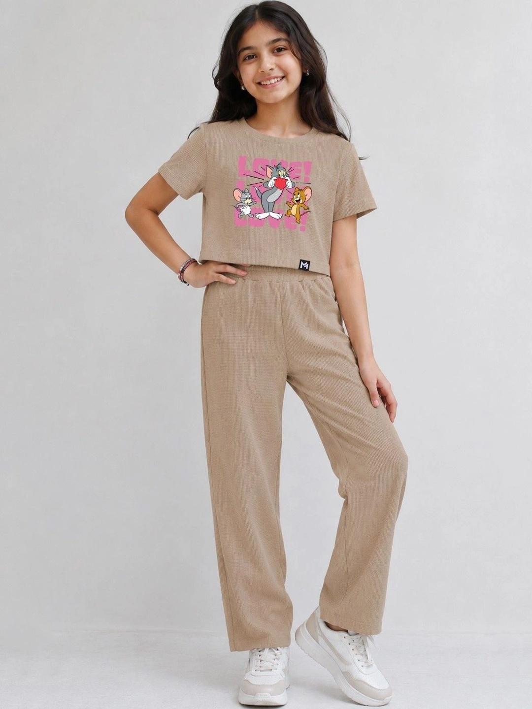 Buy YK X Minute Mirth Printed T Shirt With Trousers -  - Apparel for Girls