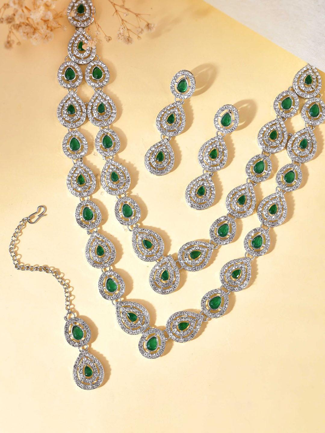 Buy Anouk Silver Plated American Diamond Studded Jewellery Set - - Accessories for Women