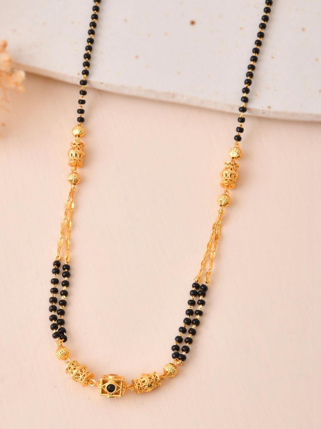Buy Anouk Gold Tone Black Beaded Mangalsutra Necklace With Filigree Center Design - - Accessories for Women