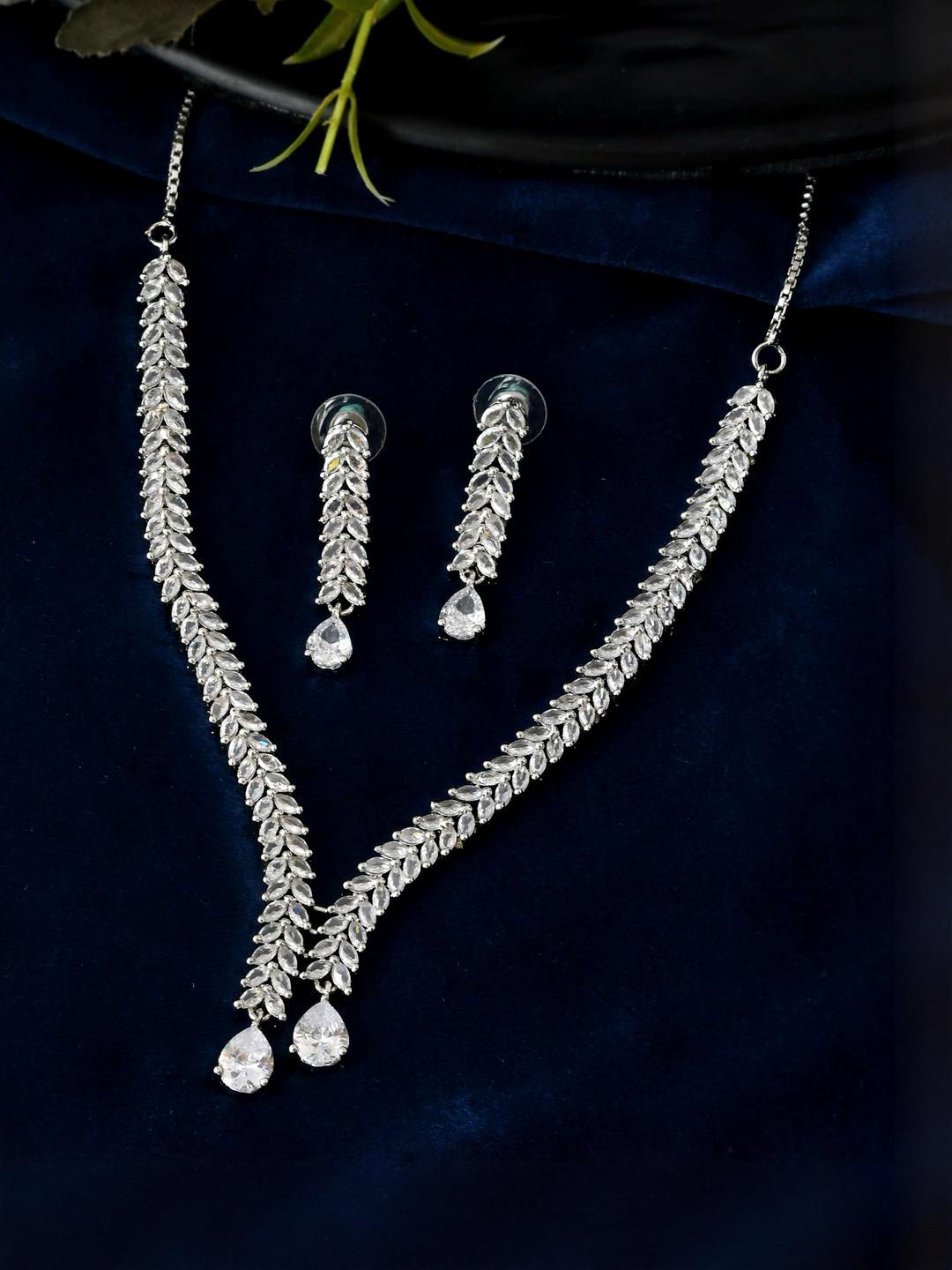 Buy Anouk Silver Plated Stainless Steel American Diamond Jewellery Set -  - Accessories for Women