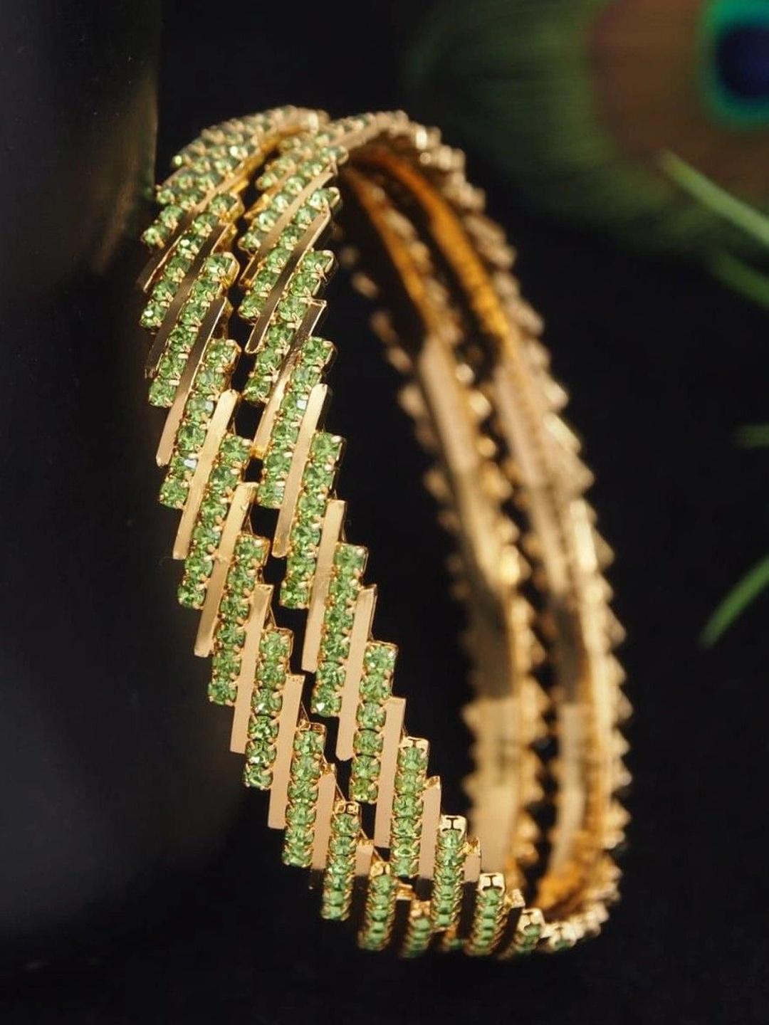 Buy SGA FASHION Set Of 2 Gold Plated American Diamond Stones Studded Bangles -  - Accessories for Women