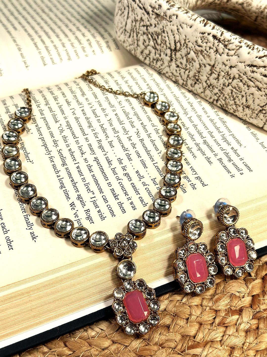 Buy Anouk Copper Plated Kundan Stones Studded Necklace And Earrings - - Accessories for Women