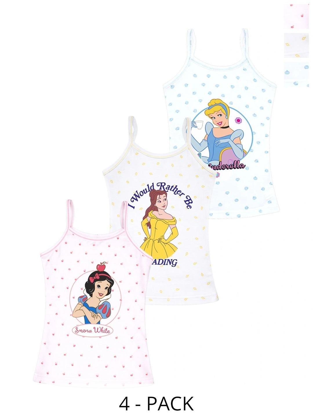 Buy Bodycare Kids Girls Pack Of 4 White Disney Princess Cotton Innerwear Vests -  - Apparel for Girls