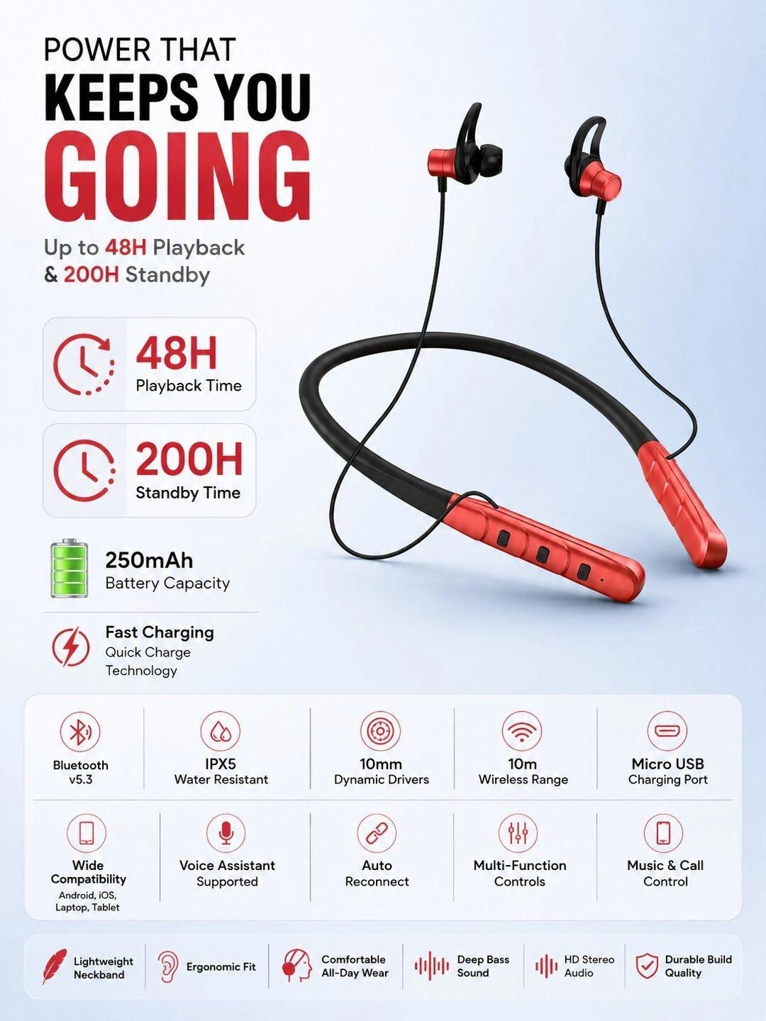 zusix In-Ear Wireless Neckband
