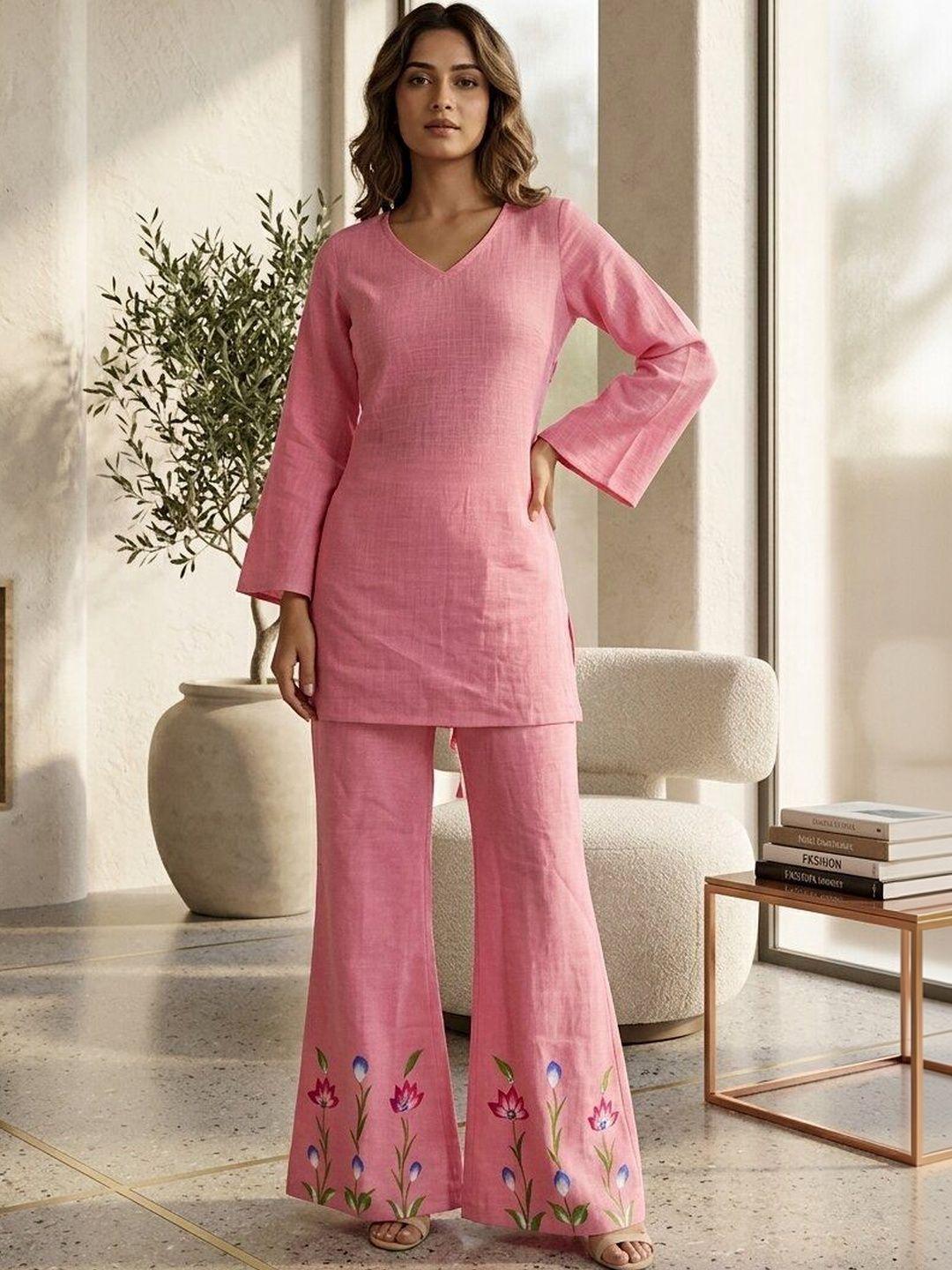 Buy Anouk Bohemian Cotton Solid Tunic With Trousers - - Apparel for Women