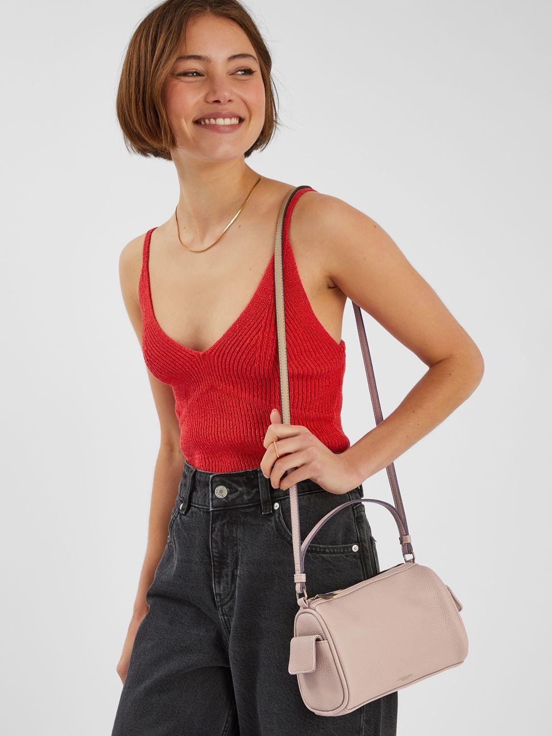 Buy Accessorize London Textured Small Structured Satchel Bag - - Accessories for Women