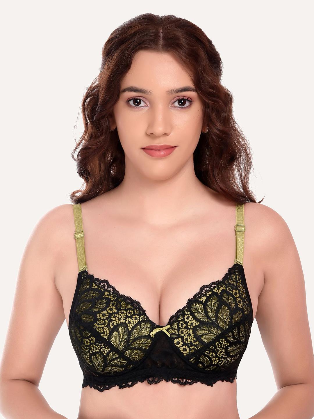 Buy DressBerry Women Abstract Full Coverage Heavily Padded Embellished Bra - - Apparel for Women