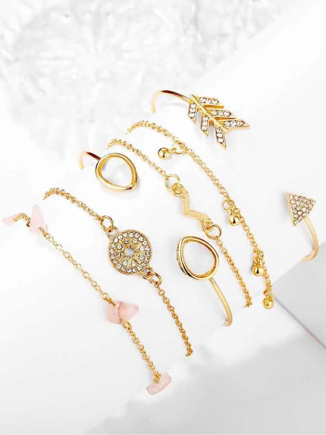 Buy DressBerry Set Of 6 Gold Toned Gold Plated Wraparound Bracelet - - Accessories for Women