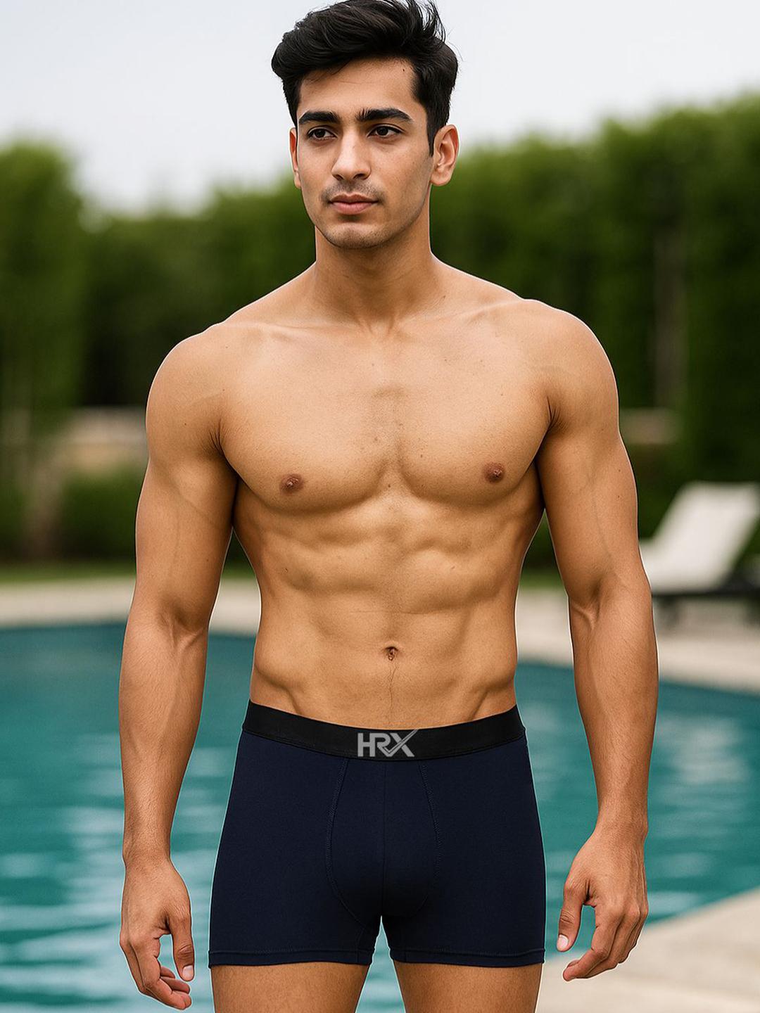 Buy HRX By Hrithik Roshan Men Super Soft & Breathable Short Trunk With Outer Elastic Waistband -  - Apparel for Men