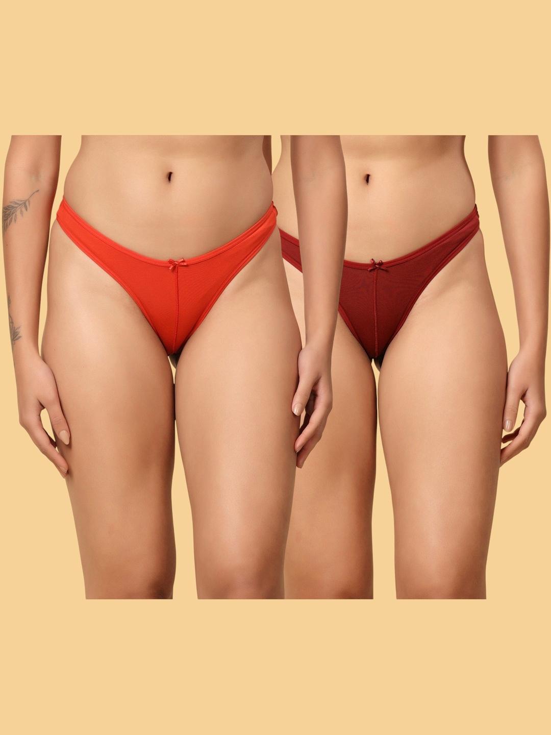 Buy HRX By Hrithik Roshan Women Pack Of 2 Brazilian Cotton Spandex Solid High Rise Thongs -  - Apparel for Women
