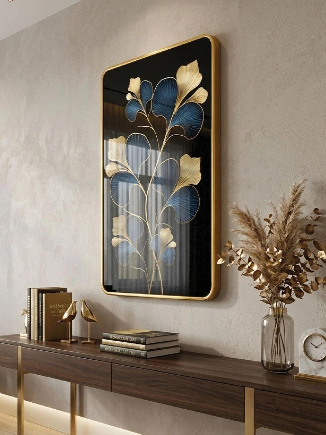 Buy RANDOM Gold Toned MDF Sparkle Laminated Single Rectangular Non Powered Wall Art 12x18 Inch - - Home for Unisex