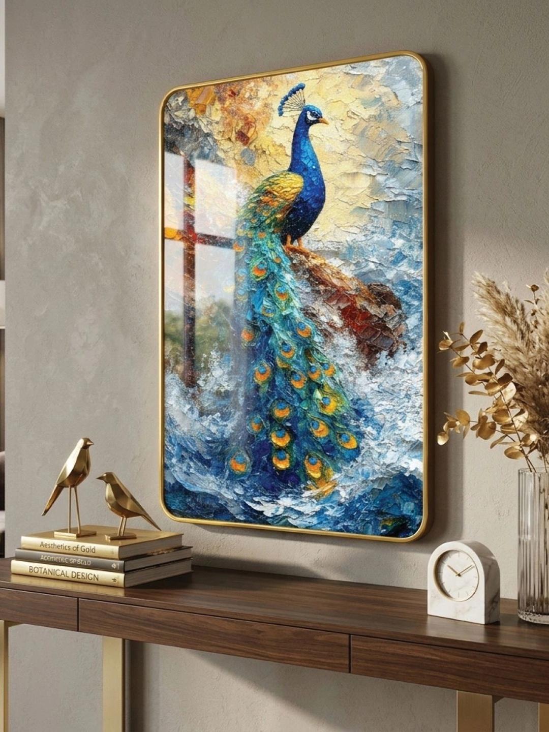 Buy RANDOM Gold Toned MDF Sparkle Laminated Single Rectangular Non Powered Wall Art 12x18 Inch - - Home for Unisex