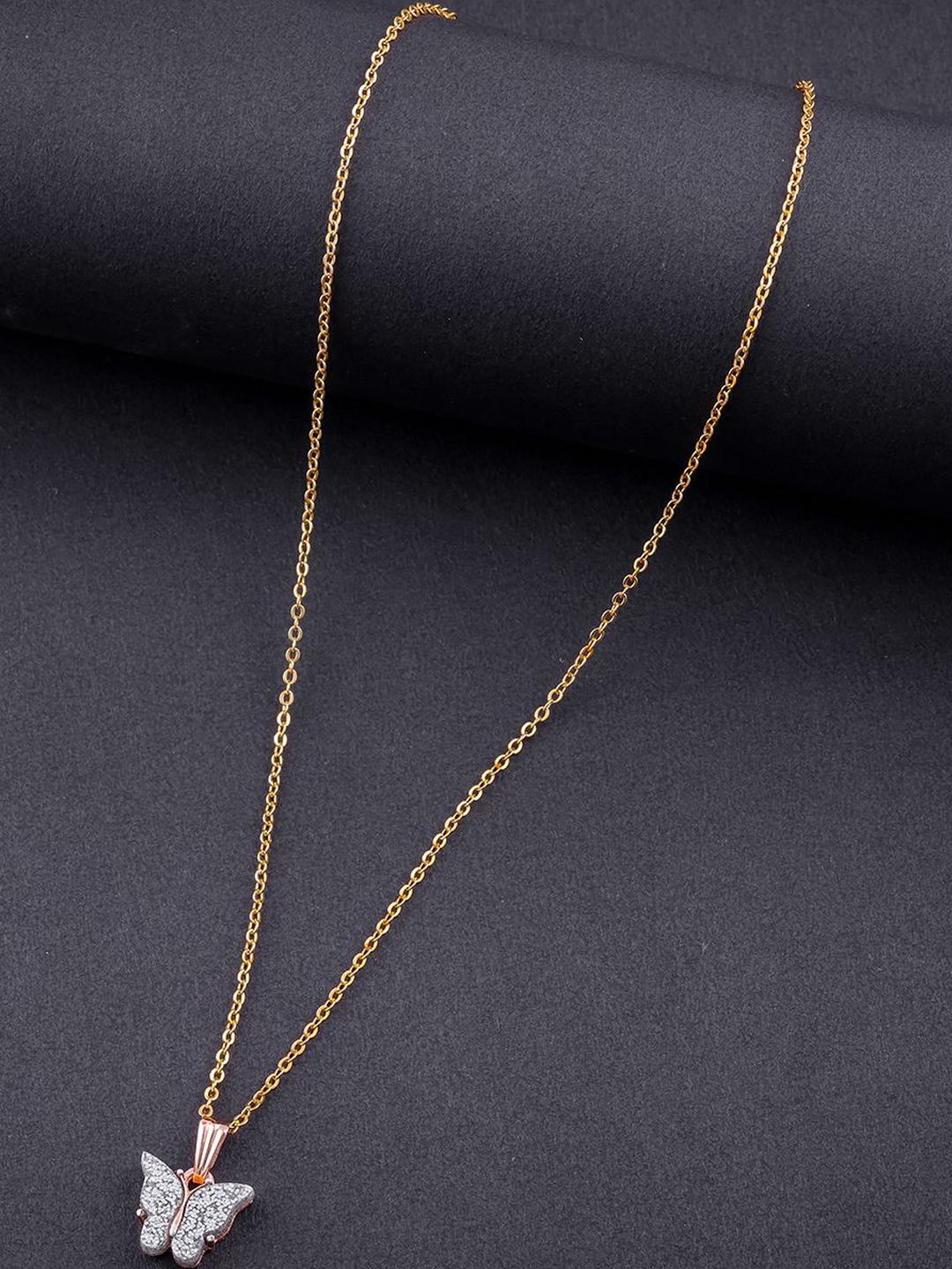Buy Elegant Gold Plated Chain With Butterfly Pendant - - Accessories for Women