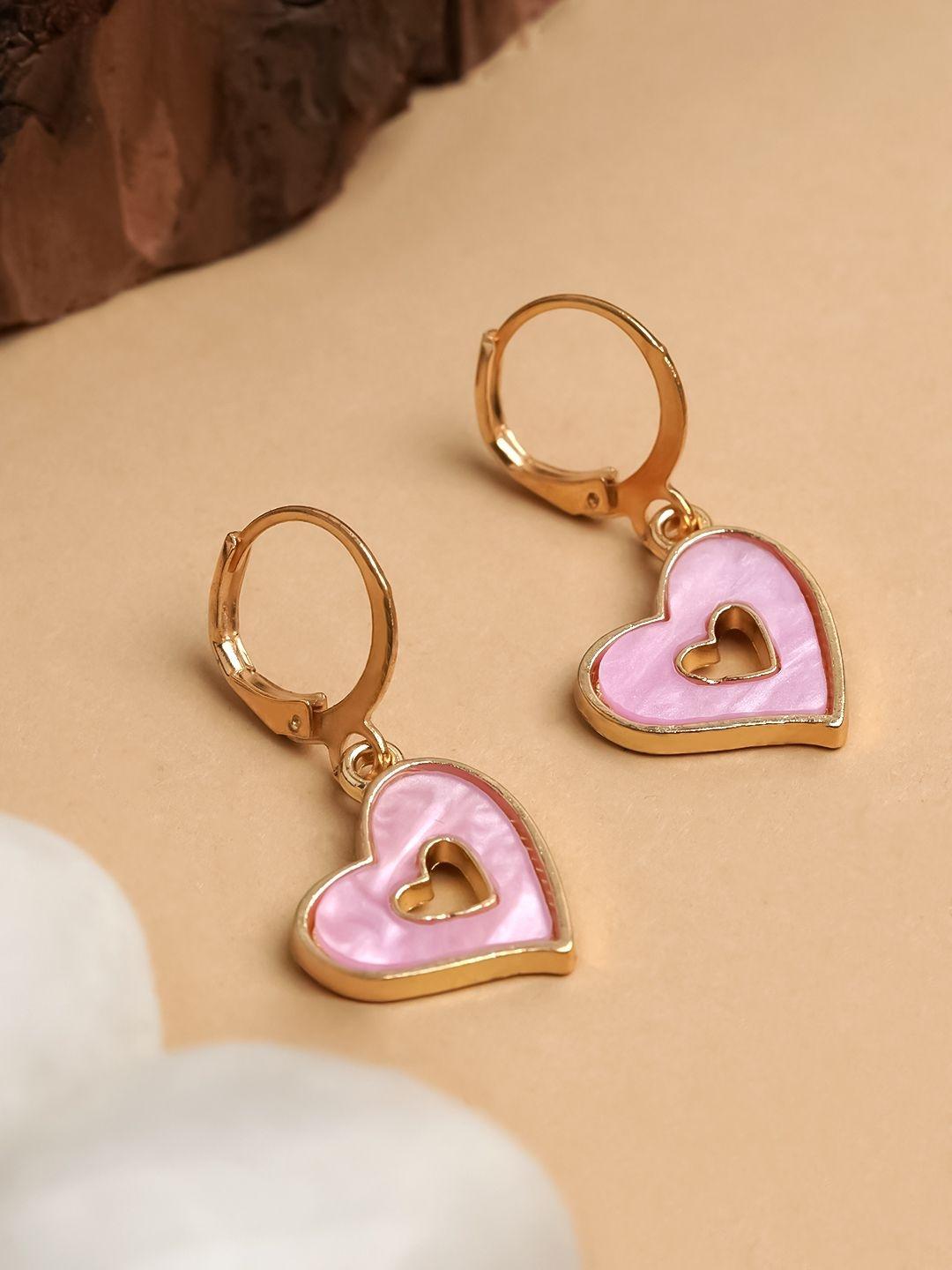 Buy DressBerry Gold Plated Heart Shaped Hoop Earrings -  - Accessories for Women
