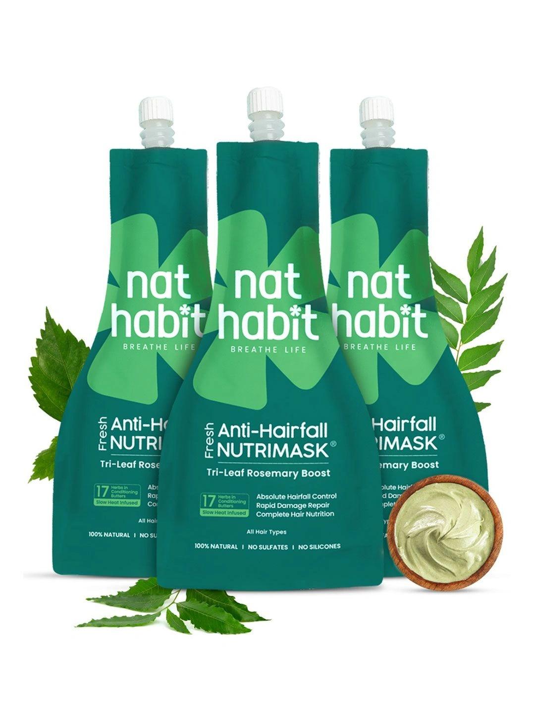 Buy Nat Habit 3 Pcs Tri Leaf Rosemary Nutri Hair Mask For Hairfall, Smooth & Shine Hair   40g -  - Personal Care for Women