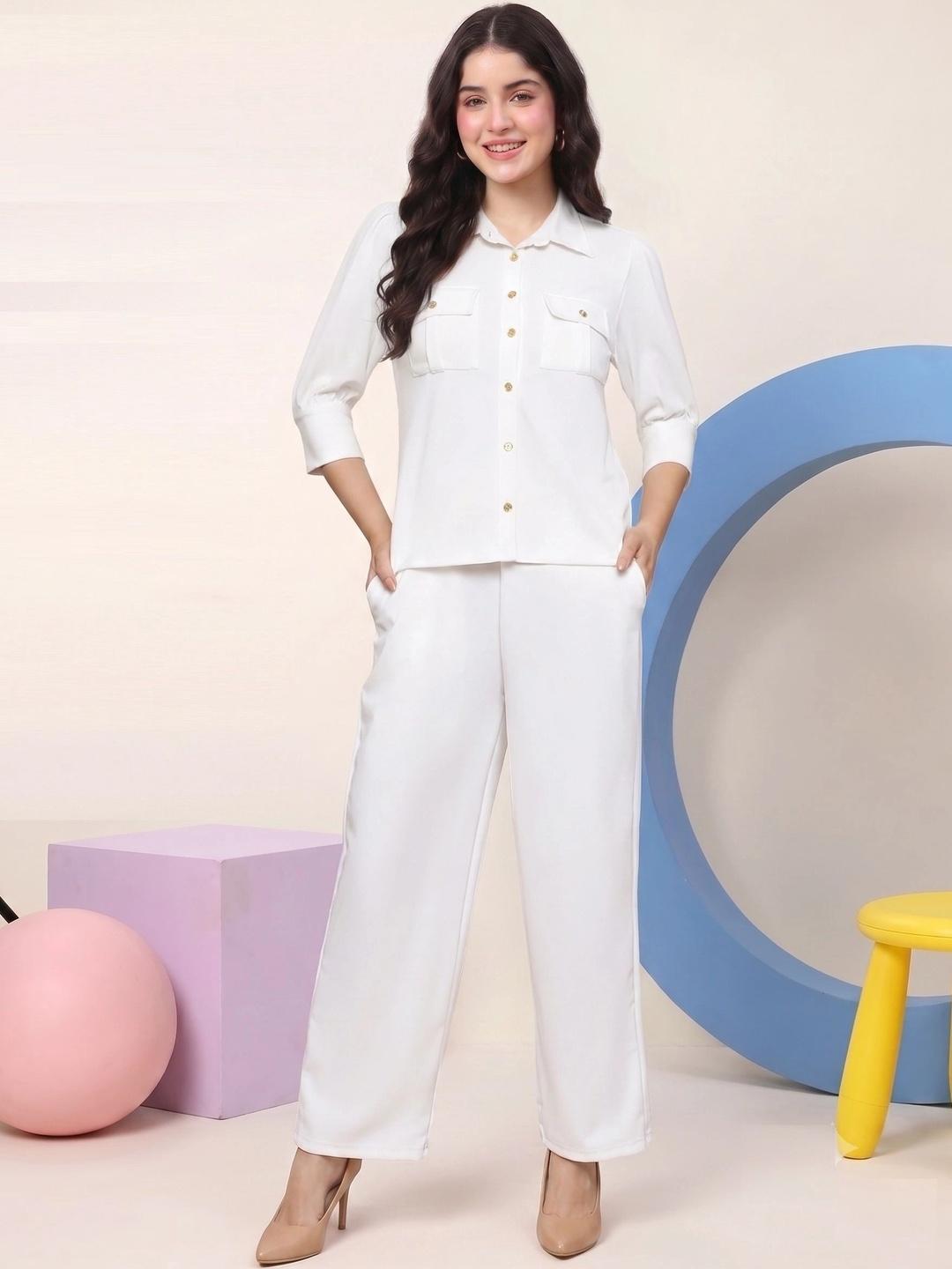 Buy Neon Femme Solid Shirt With Trousers -  - Apparel for Women