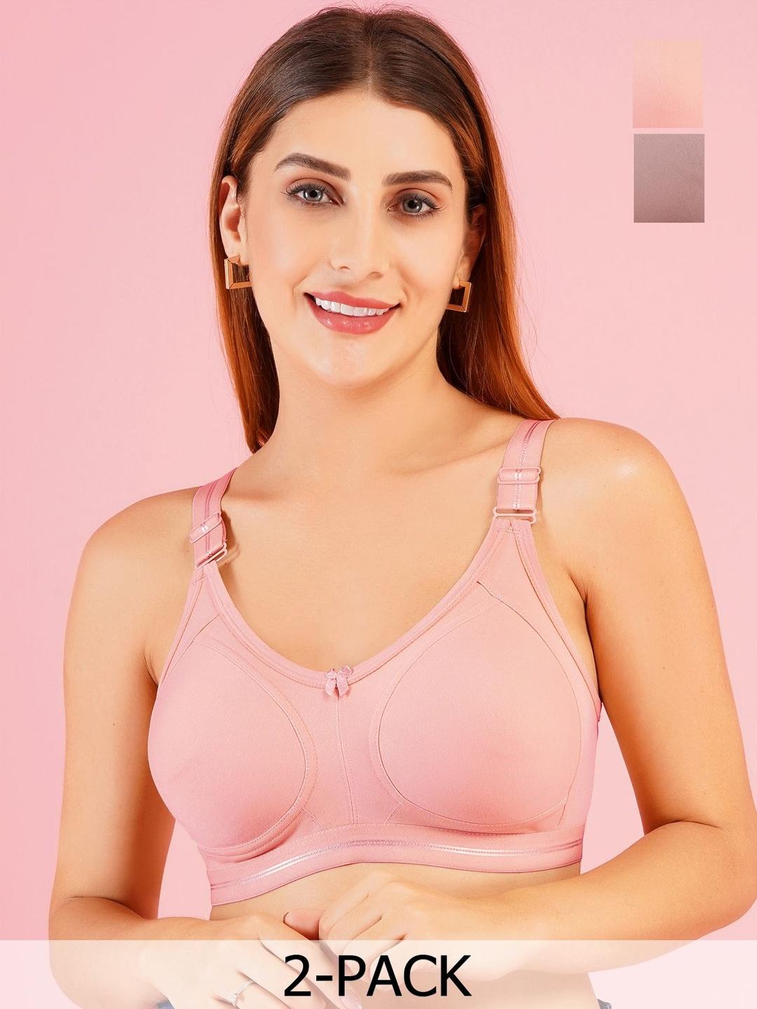 Buy DressBerry Pack Of 2 Plus Size Seamless Non Padded Broad Strap Full Coverage Minimizer Bra - - Apparel for Women