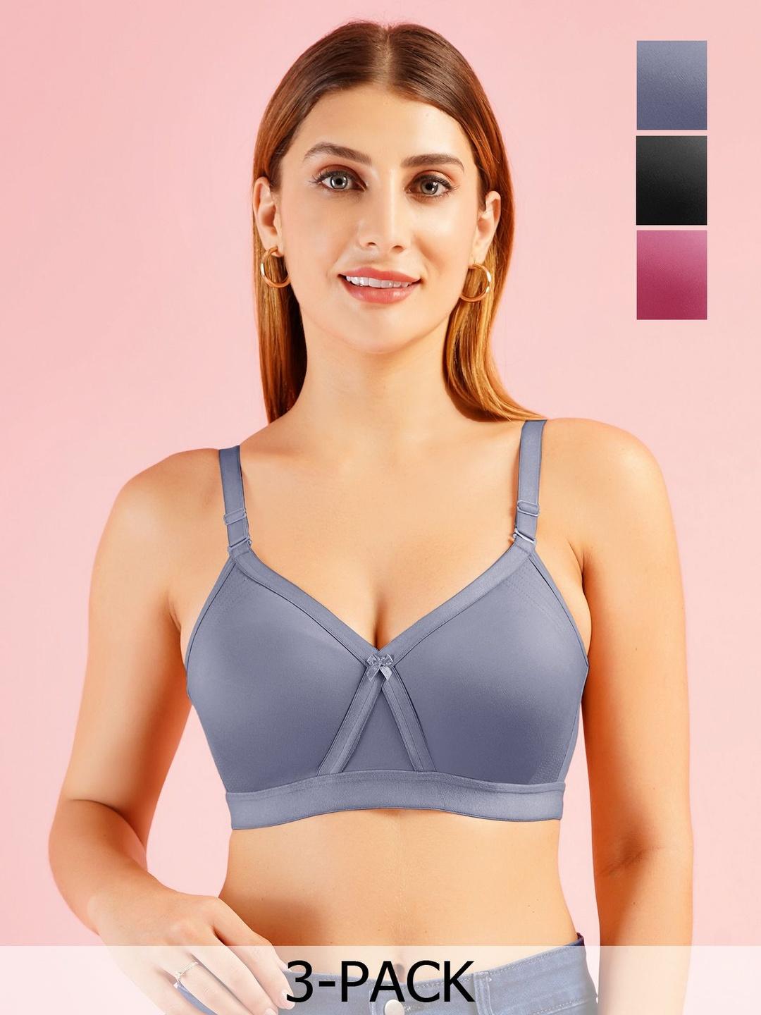 Buy DressBerry Pack Of 3 Krossover Seamless Non Padded Non Wired Full Coverage Bra -  - Apparel for Women