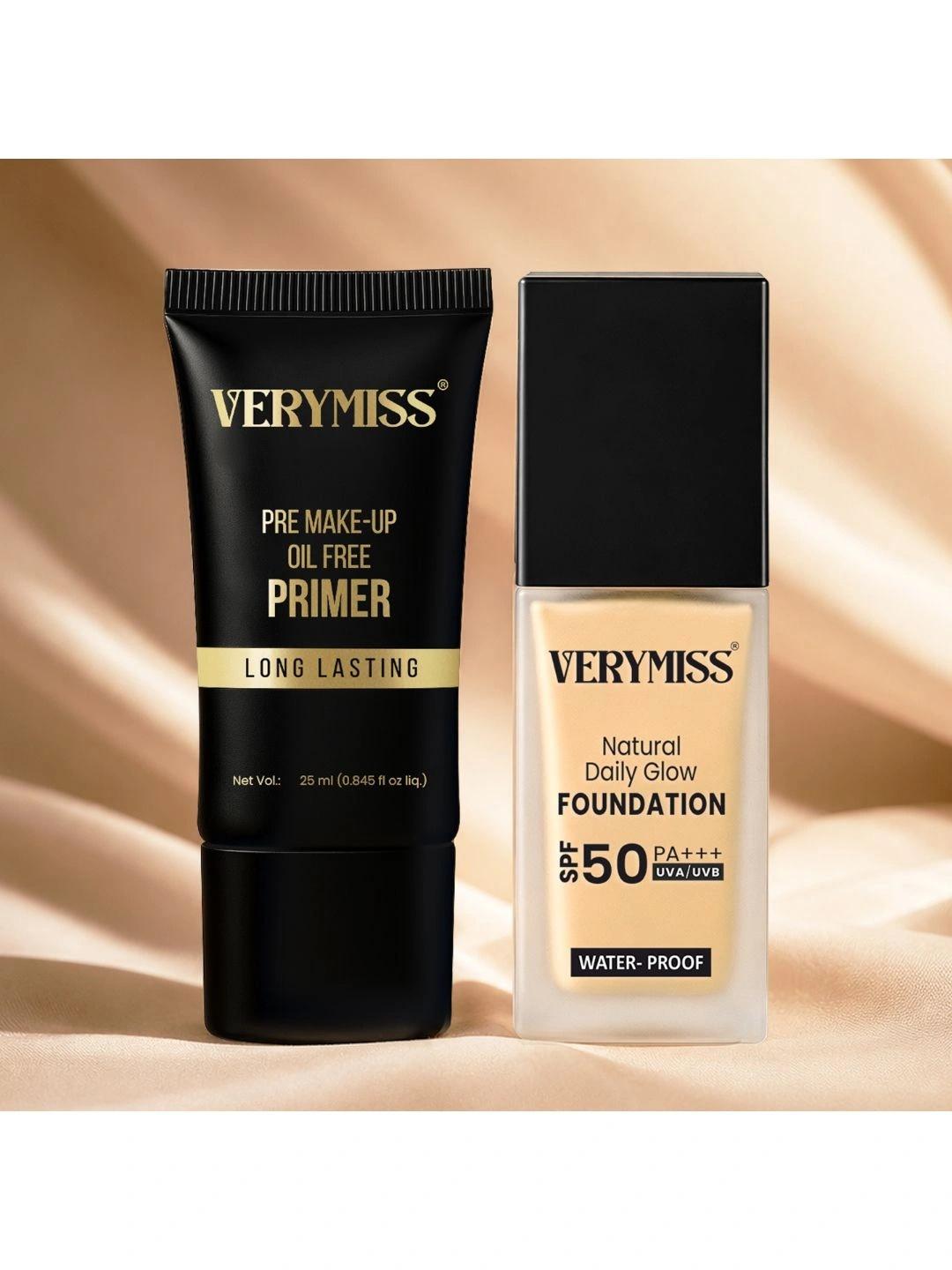 Buy VERYMISS Set Of 2 Oil Free Matte Primer 20 Ml & Daily Wear Foundation 30 Ml Light Tone - - Personal Care for Unisex