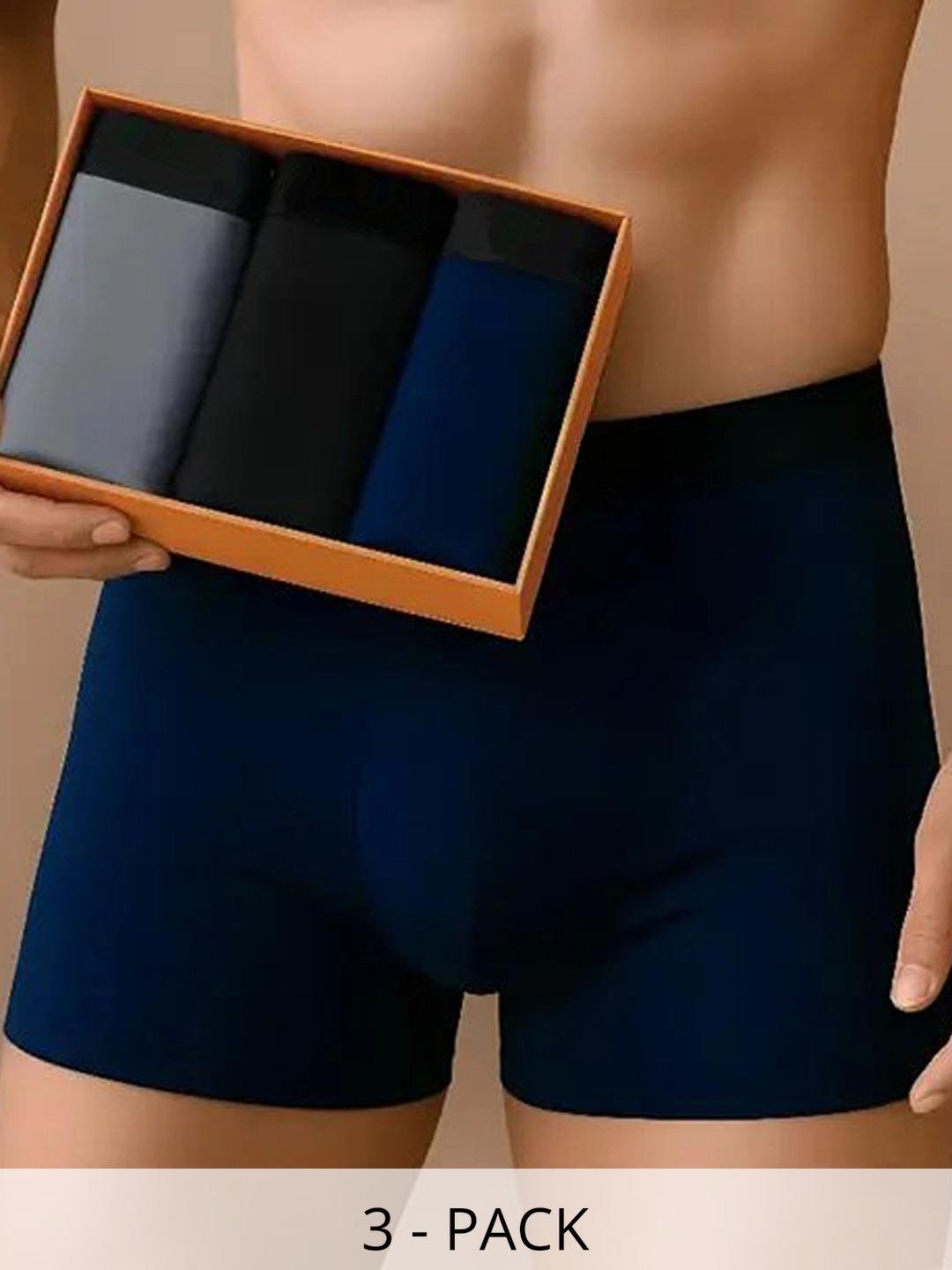 Buy CAVENDERS Pack Of 3 Microfiber Blend Solid Trunks -  - Apparel for Men