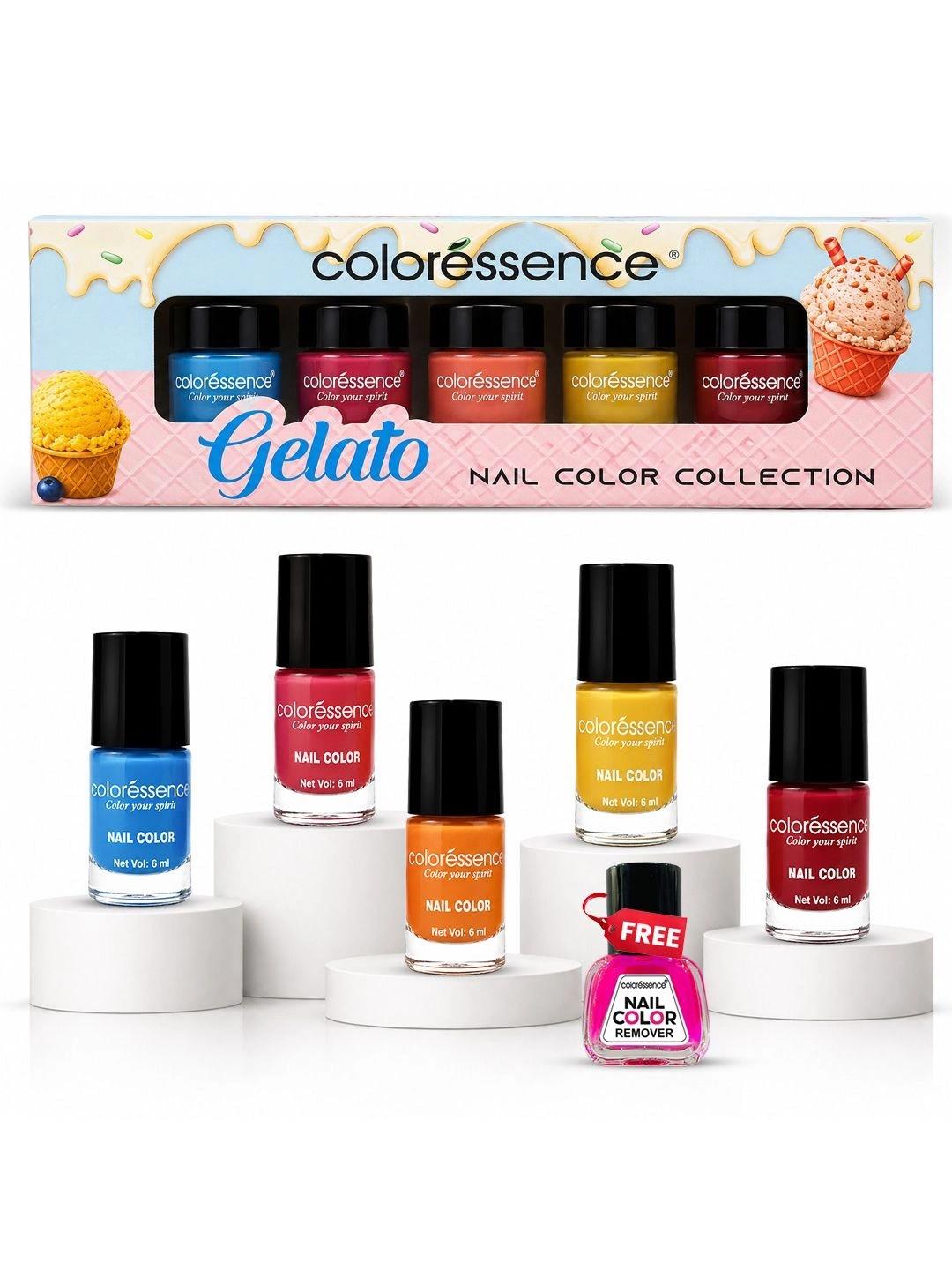 Buy Coloressence Set Of 6 Nail Paint Kit 6 Ml Each & Nail Paint Remover 10 Ml Gelato - - Personal Care for Women