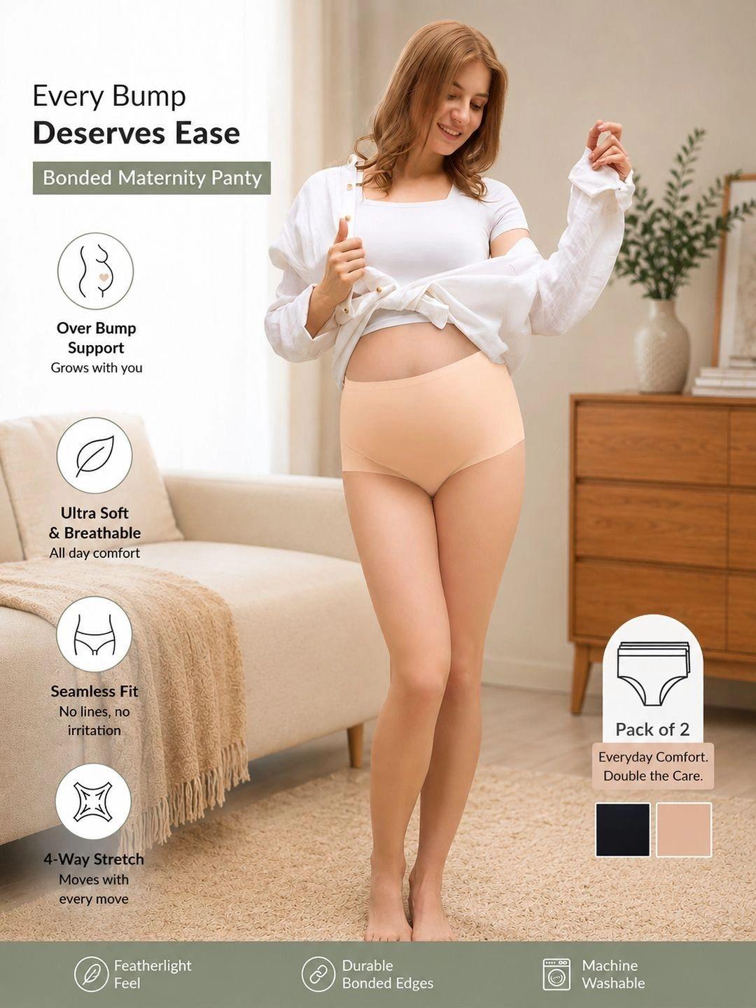 Buy MomToBe Women Pack Of 2 Leak Proof Seamless Maternity Briefs -  - Apparel for Women
