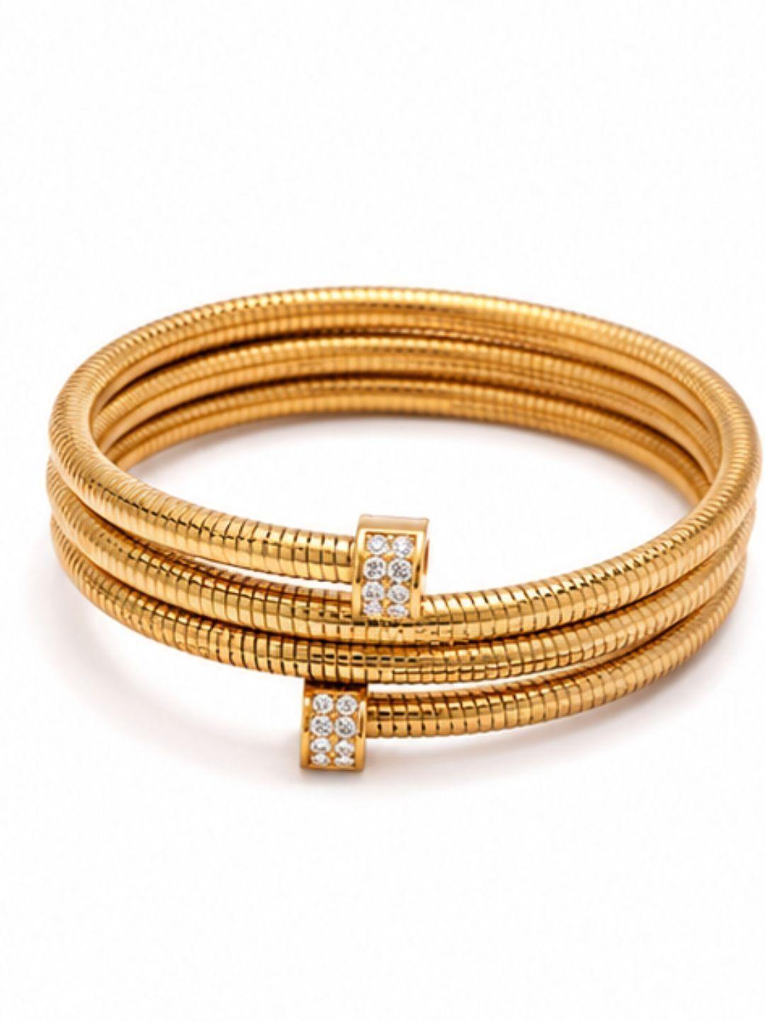 Buy DIVING SWAN Women 18K Thick Gold Plated Sia Double Coil Sparkle Bangle Bracelet -  - Accessories for Women