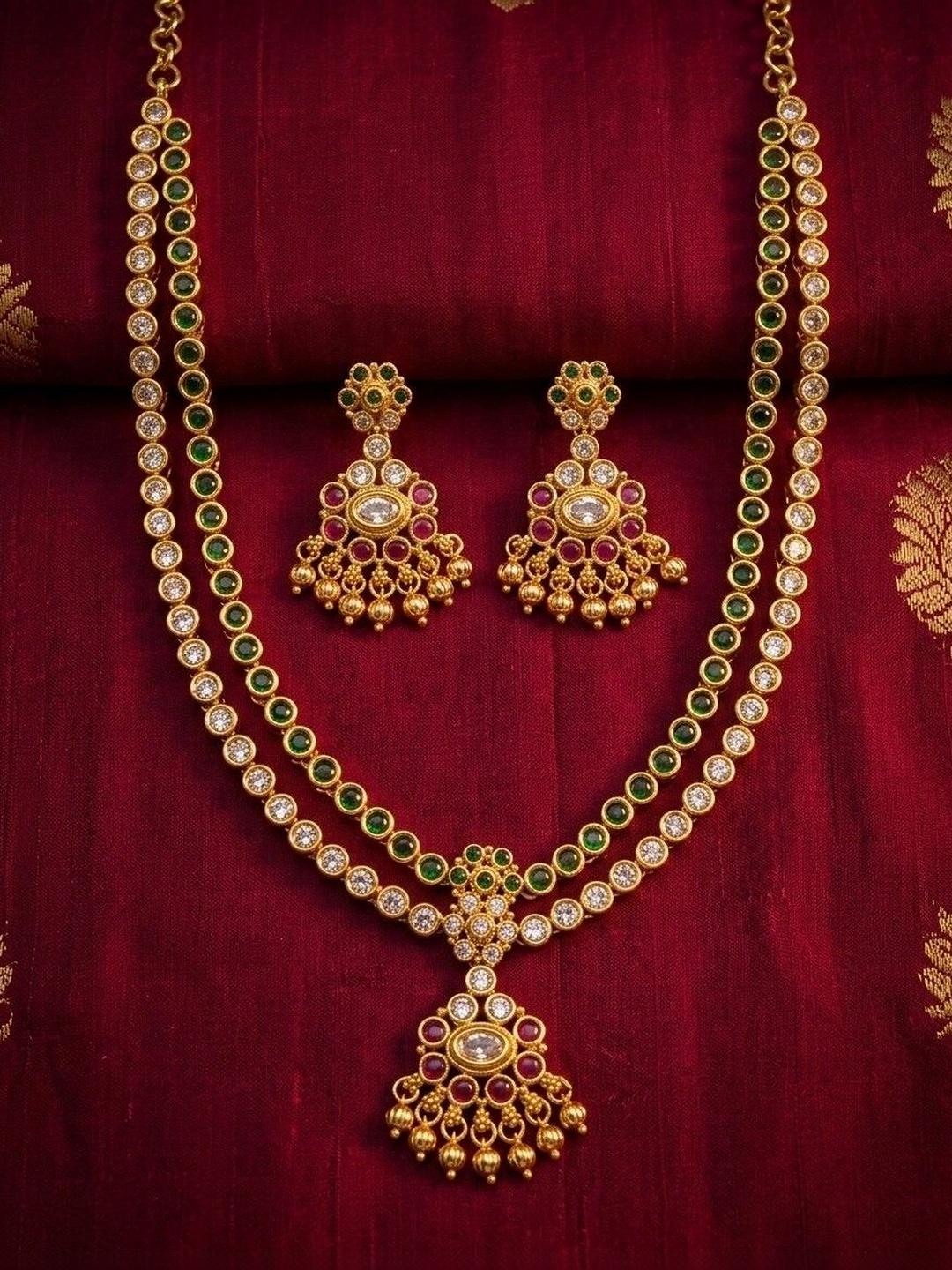 Buy Talish Gold Plated Antique American Diamond Necklace And Earrings -  - Accessories for Women