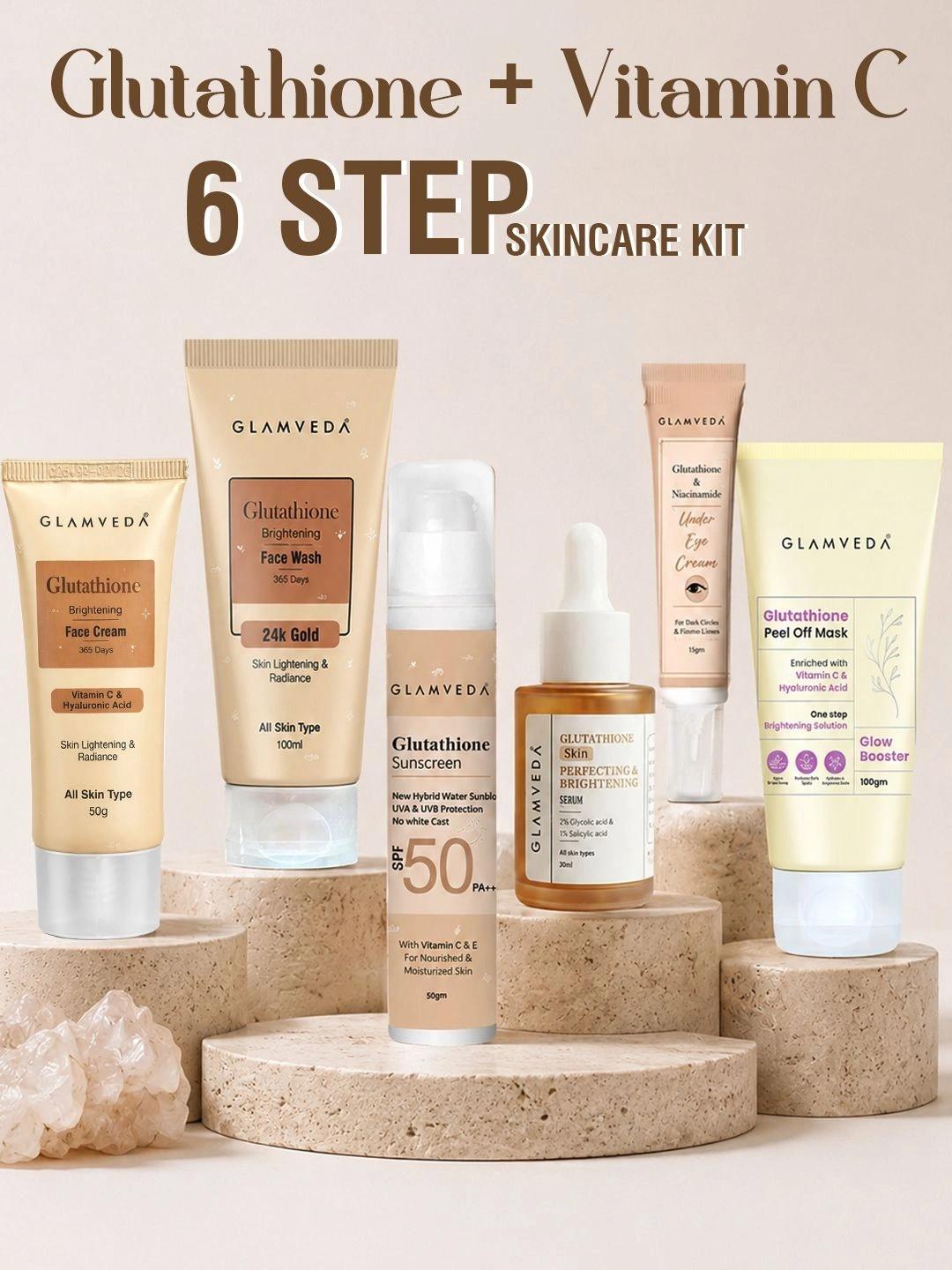 Buy GLAMVEDA Glutathione Brightening 6 Step Skincare Combo Kit For Dark Spots Removal -  - Personal Care for Unisex
