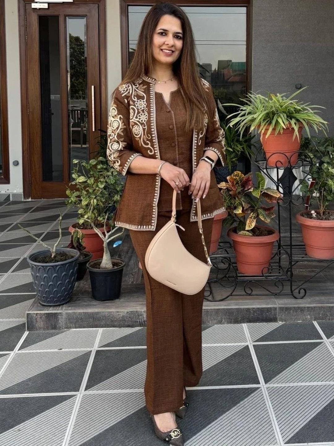 Buy Ramyka Embroidered Tunic With Trousers & Jacket -  - Apparel for Women