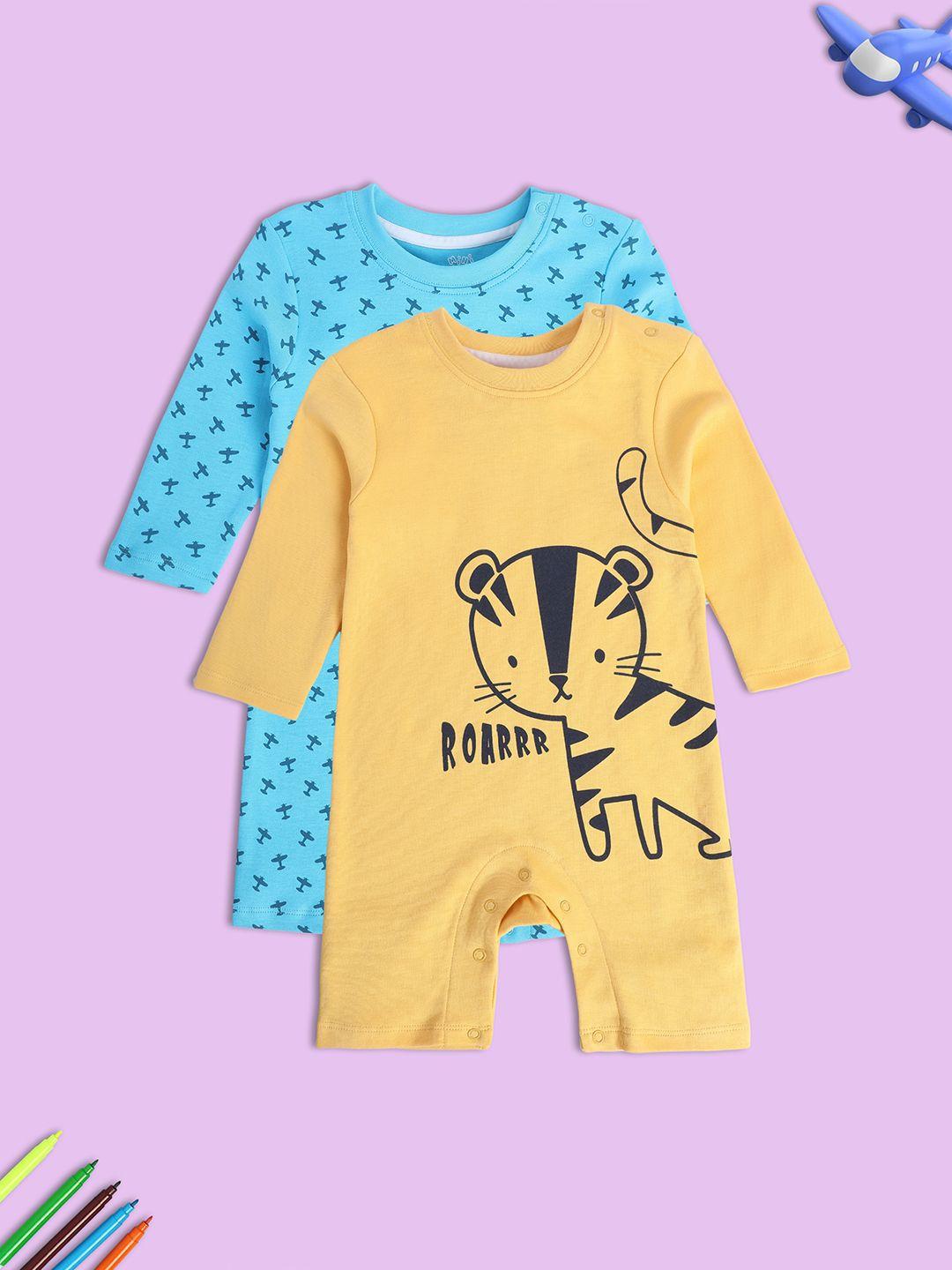 Buy MINI KLUB Infant Boys Pack Of 2 Printed Pure Cotton Rompers -  - Apparel for Boys