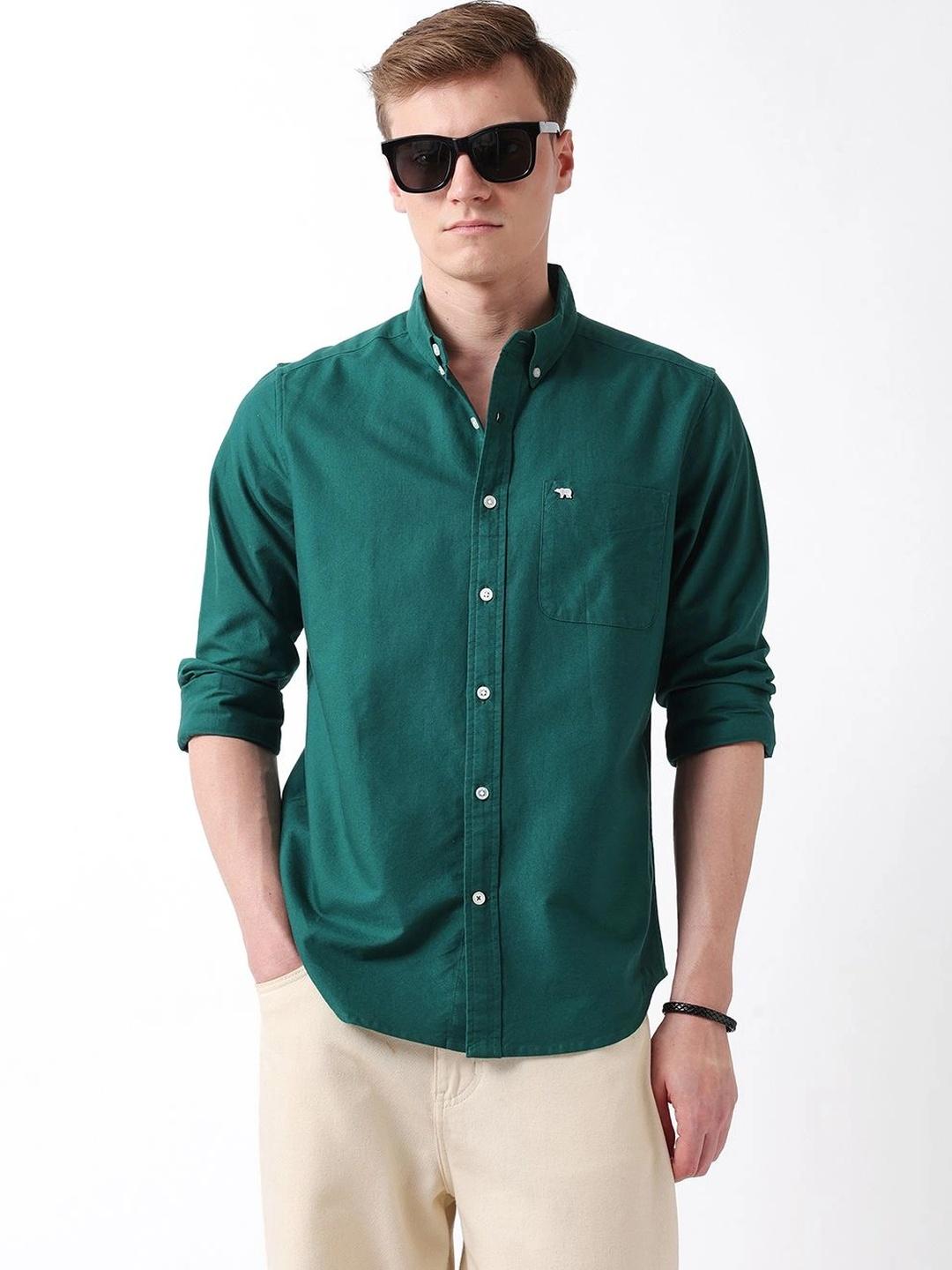 THE BEAR HOUSE Men Solid Oxford Cotton Regular Fit Casual Shirt
