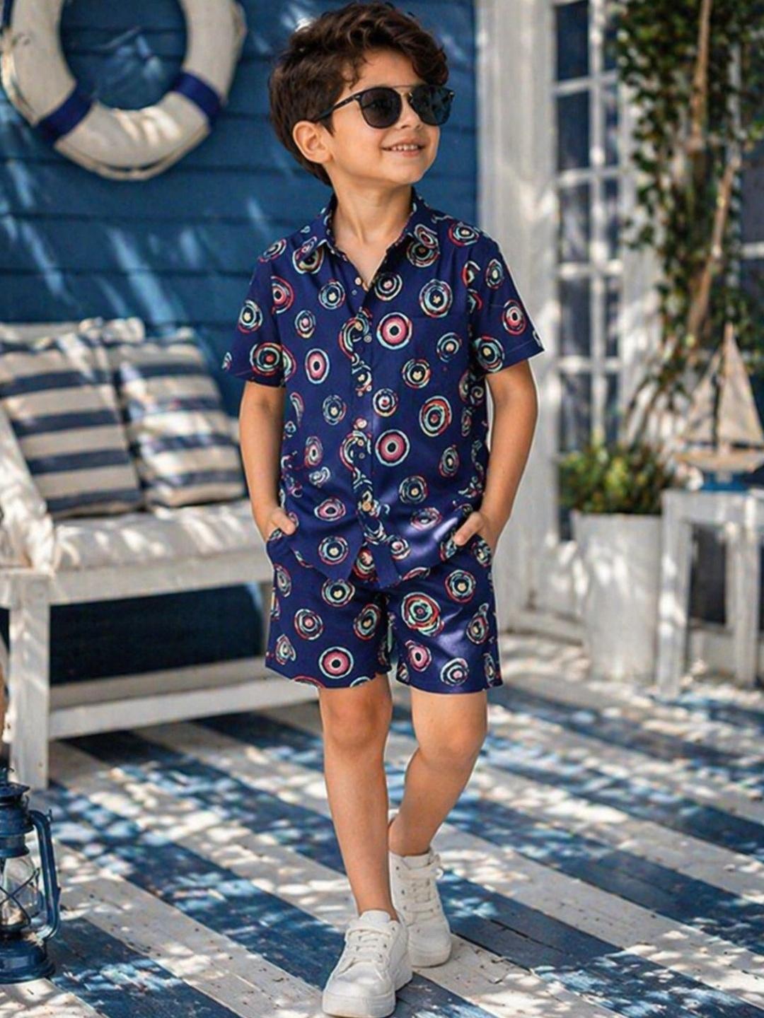 Buy Superminis Summers Rayon Printed Viscose Shirt With Shorts -  - Apparel for Boys