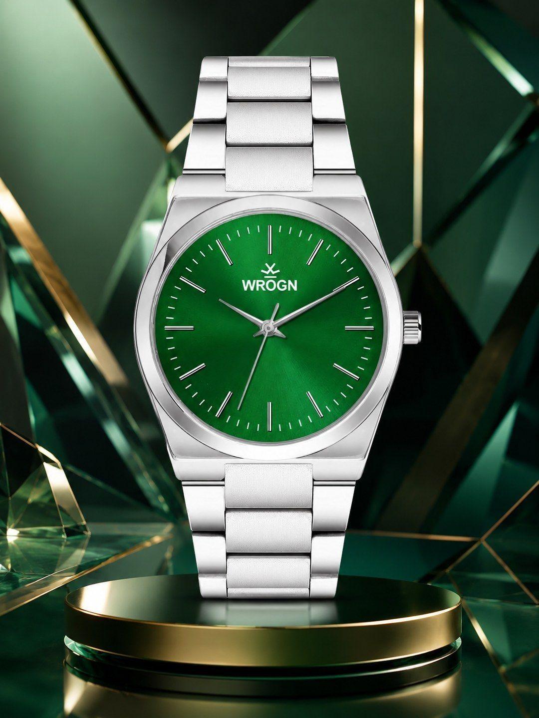 WROGN Men Brass Dial Stainless Steel Watch HOBWRG0611-GR