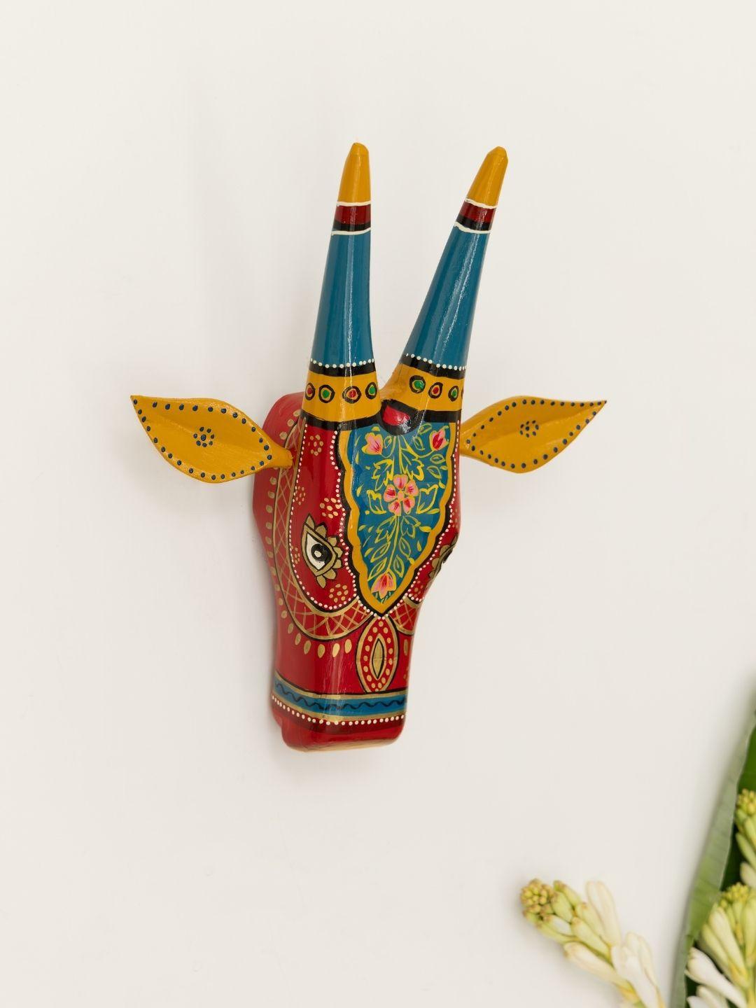 Buy Atrangi Studio Cow Wood Floral Glossy Hanging Hall Wall Masks 12In -  - Home for Unisex