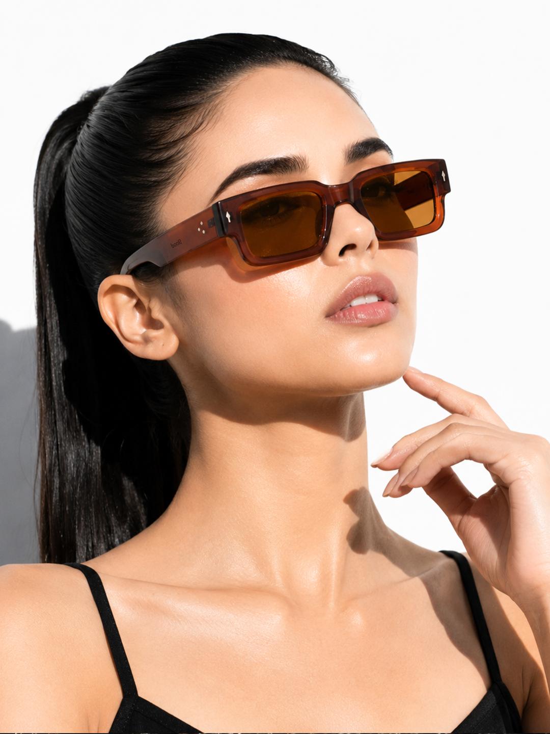 Buy Stood Unisex Brown Lens & Brown Square Sunglasses With -  - Accessories for Unisex