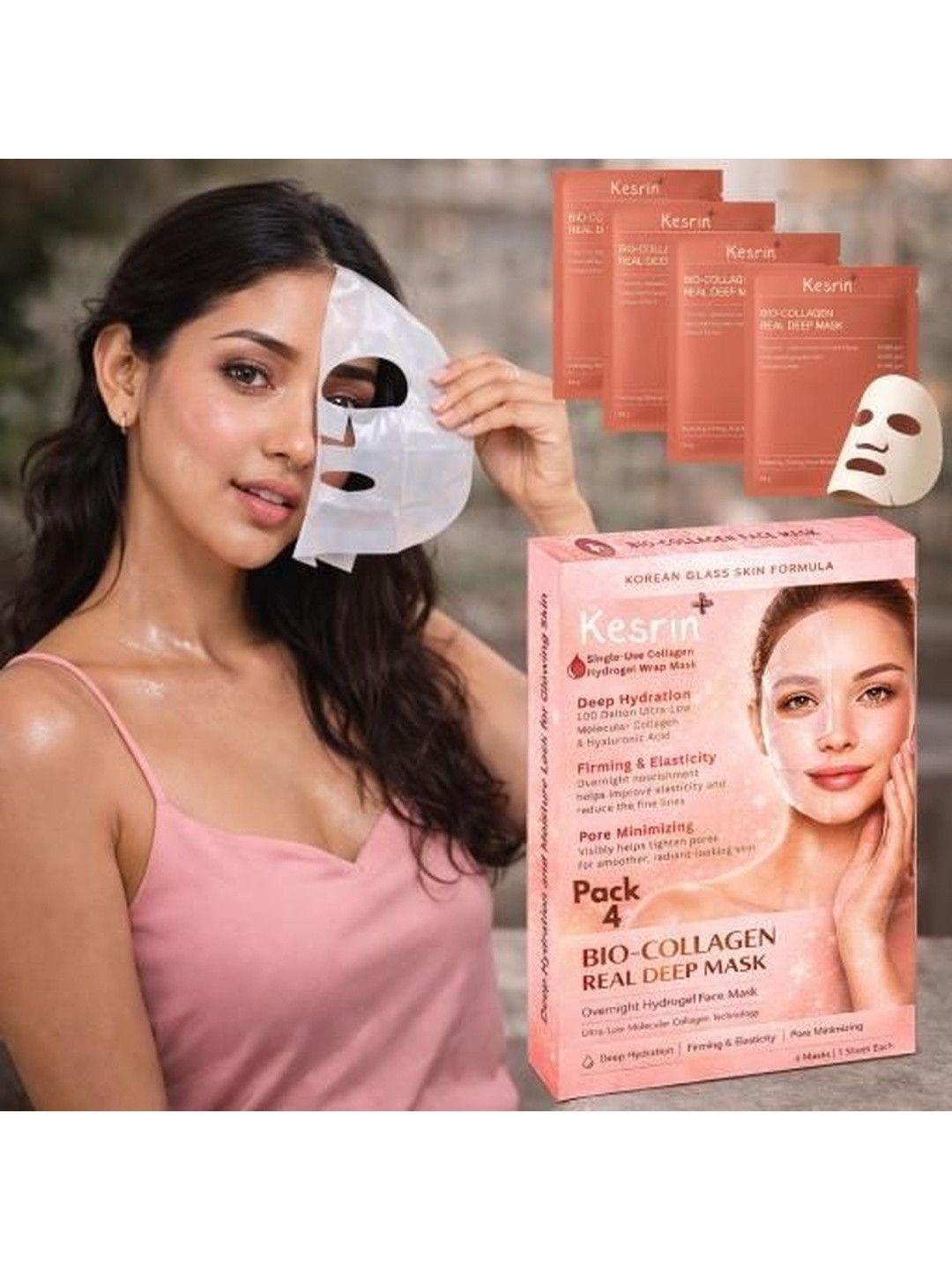 Buy KESRINPLUS Set Of 4 Bio Collagen Overnight Face Sheet Mask 34g Each - - Personal Care for Unisex