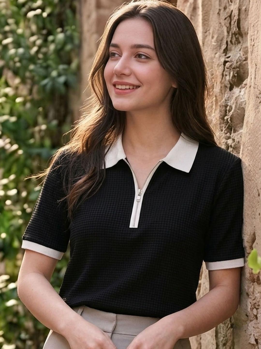Buy AUSK Women Polo Collar T Shirt - Tshirts for Women 42744597 | Myntra