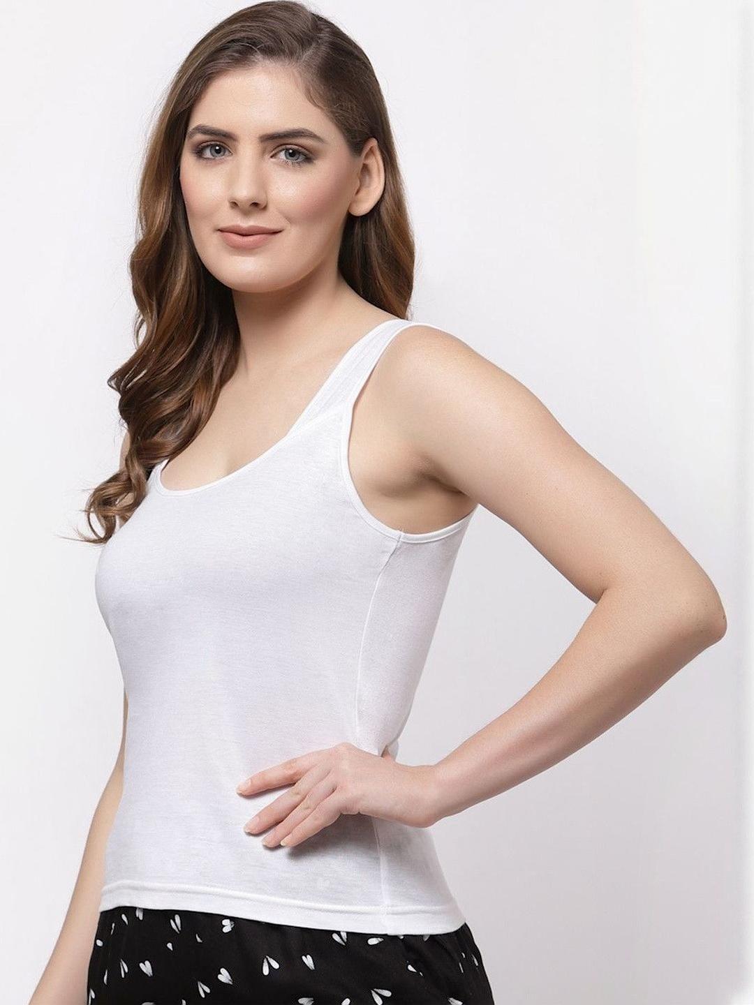 Buy Floret Pack Of 2 Solid Super Combed Cotton Camisoles -  - Apparel for Women