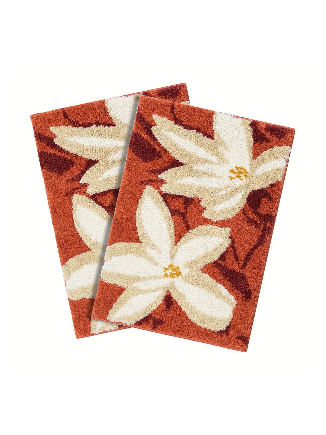 Buy Saral Home 2 Pcs Rust Self Designed Anti Skid 2400 GSM Microfiber ...