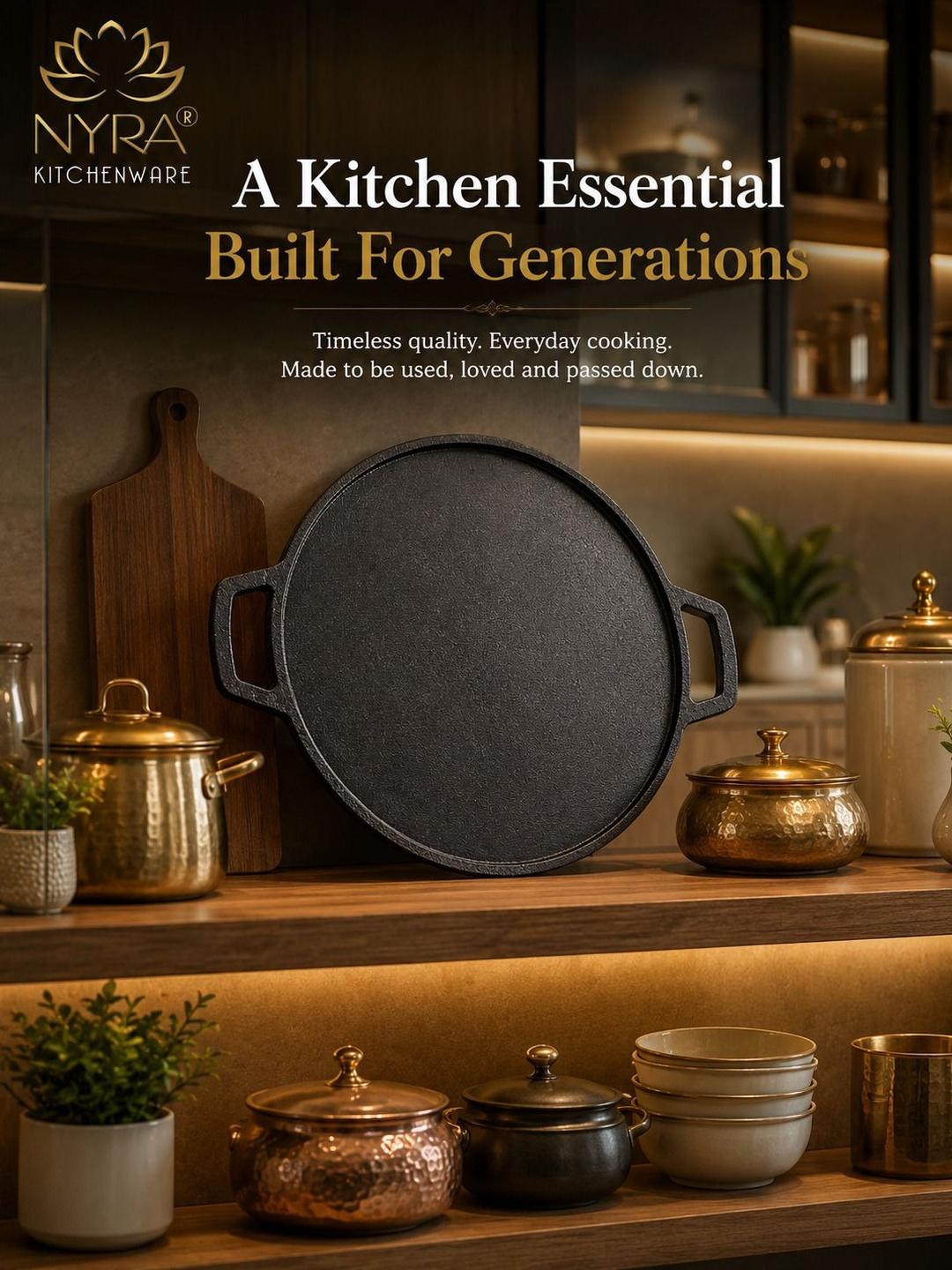 Buy Nyra Kitchenware Black Cast Iron Dosa Non Stick Tawa No Chemical Coating Cookware -  - Home for Unisex