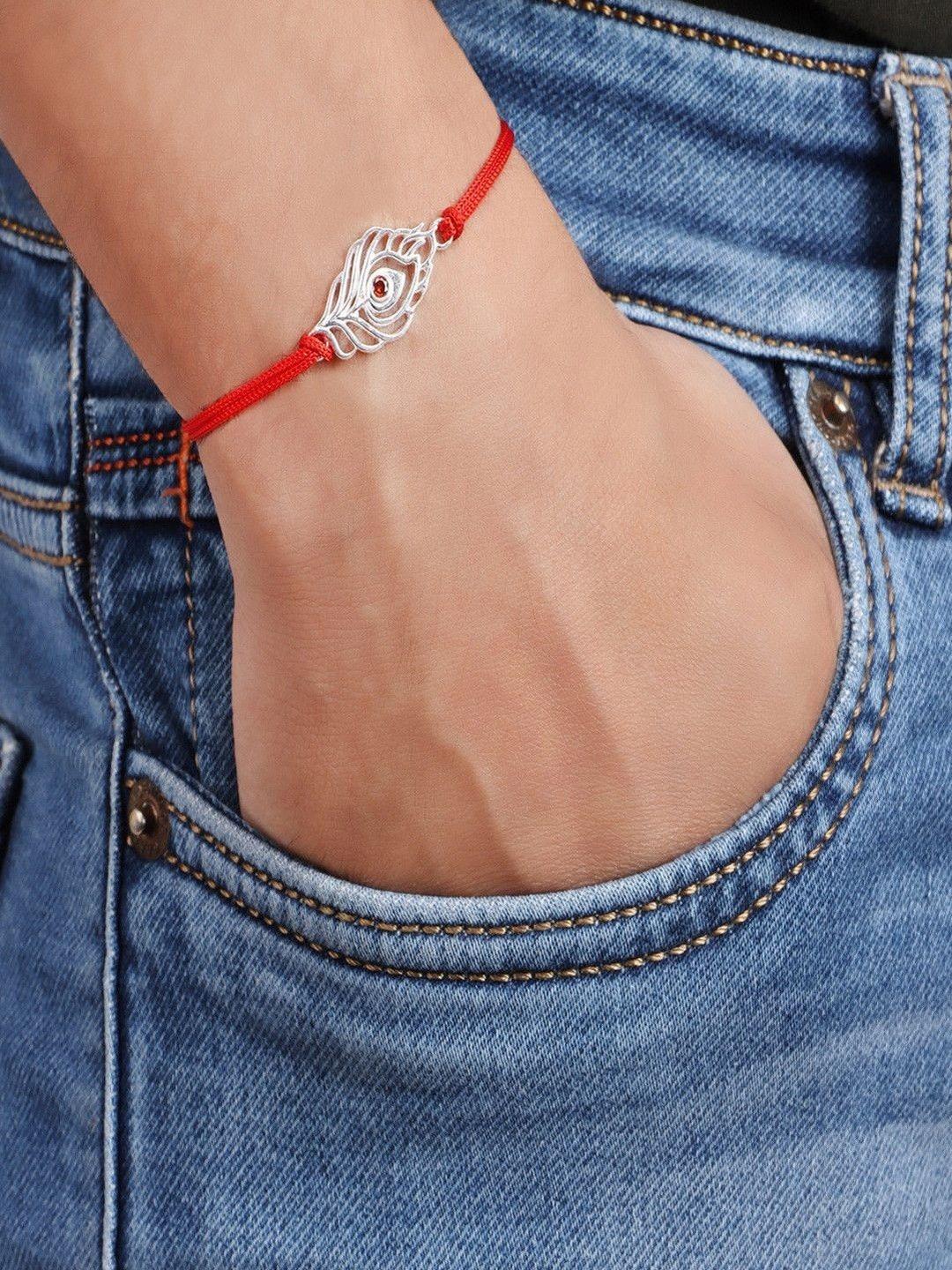 Buy Silver Chest 925 Sterling Silver Morpankh Peacock Krishna Rakhi -  - Accessories for Unisex
