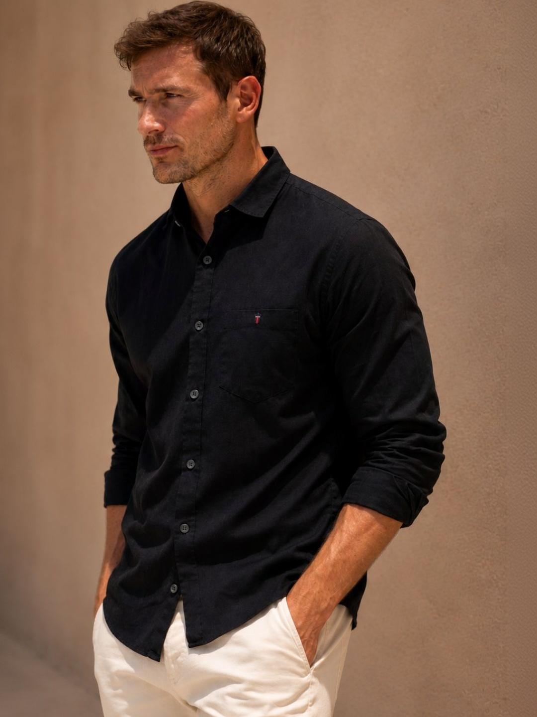 Men Slim Fit Over Dyed Soft Handfeel Full Sleeve Casual Shirt by
