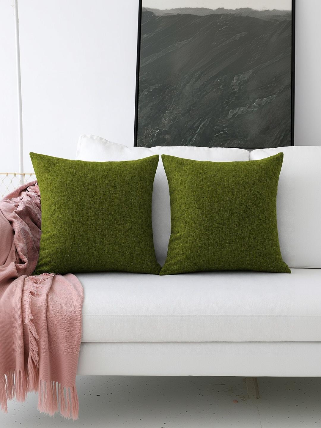 Buy Khooti Green Set Of 2 Square Cushion Covers - - Home for Unisex
