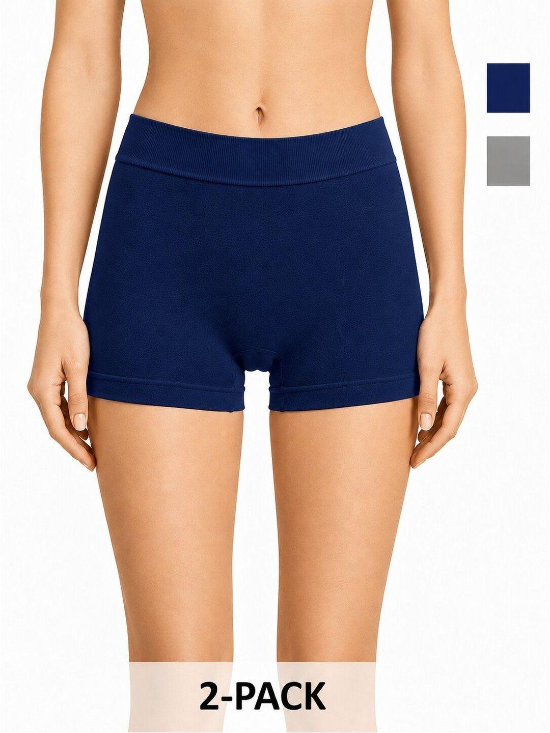Buy AADESH HUB Women Pack Of 2 Seamless Assorted Boy Shorts - - Apparel for Women