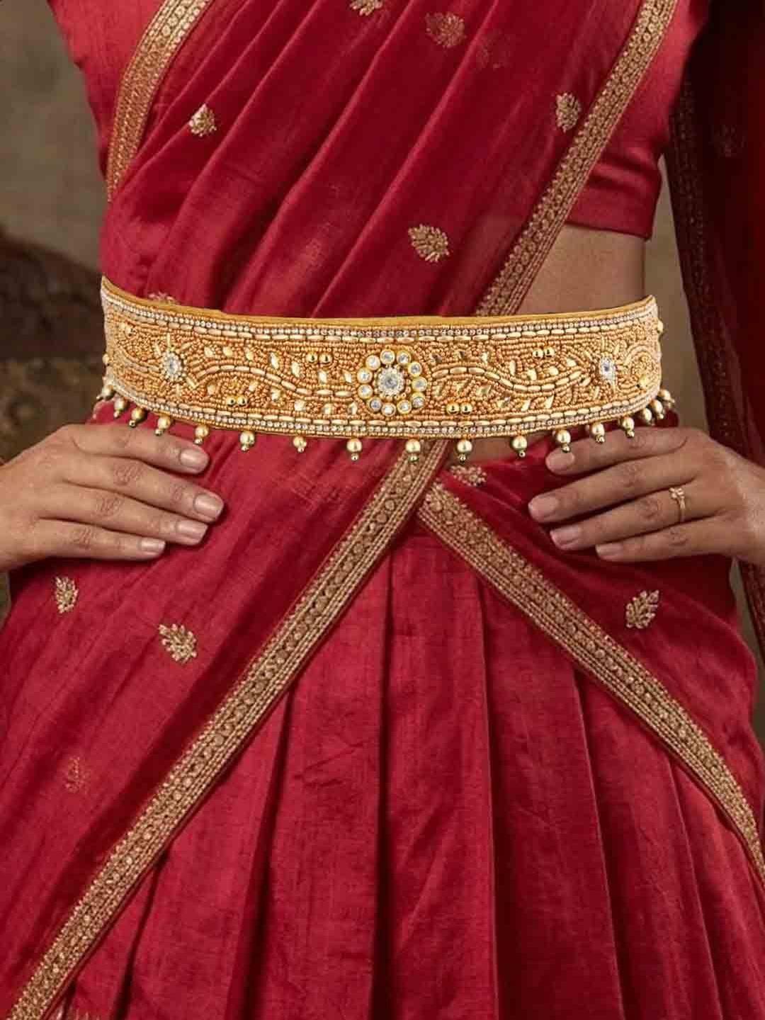 Buy VAMA Gold Colored Stone Studded & Beaded Kamarbandh - - Accessories for Women